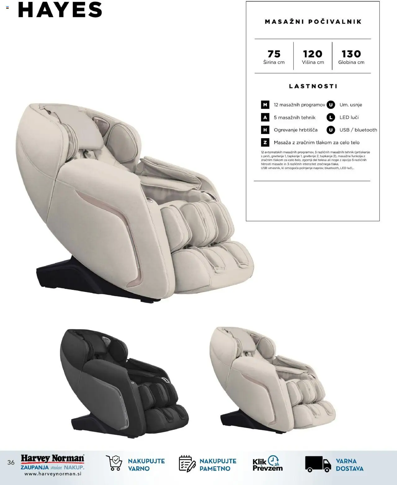 Harvey Norman - Katalog - Udobna praznična ponudba - Počivalniki & masažni stoli │ velja od 22.12.2022 | Stran: 36