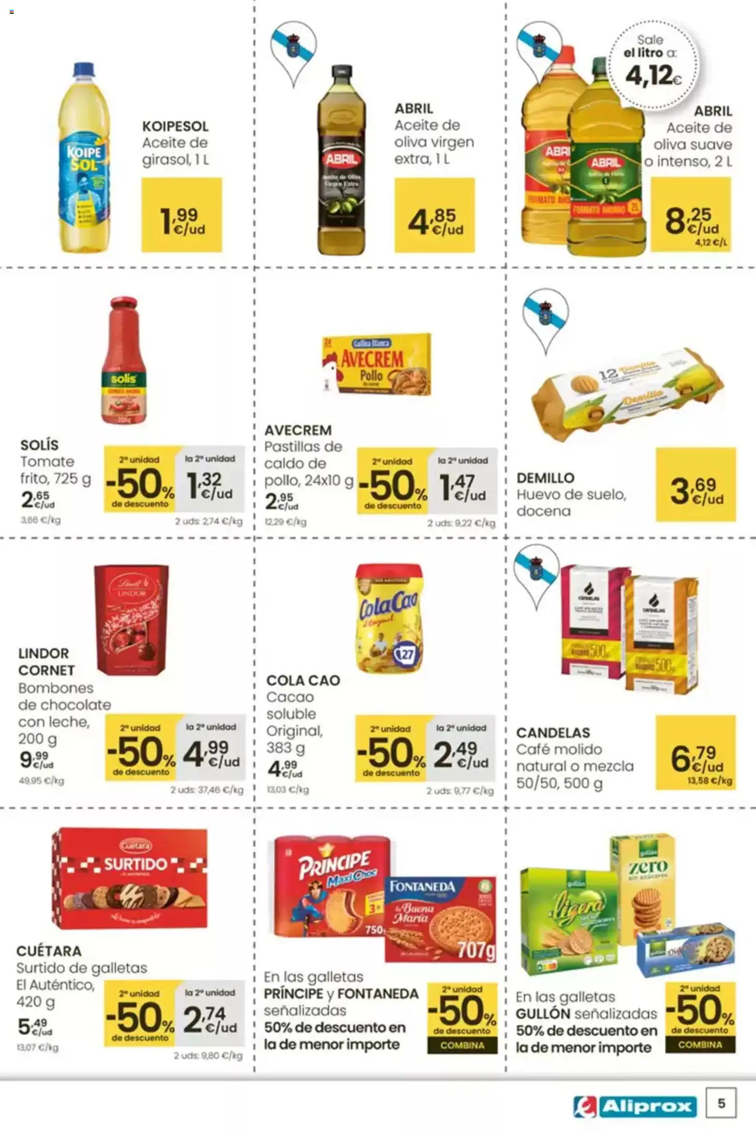 Eroski Aliprox  │ válido desde el 16.04.2026 | Página: 5 | Productos: Chocolate, Café molido, Aceite de oliva, Φρυγανιές σικάλεως