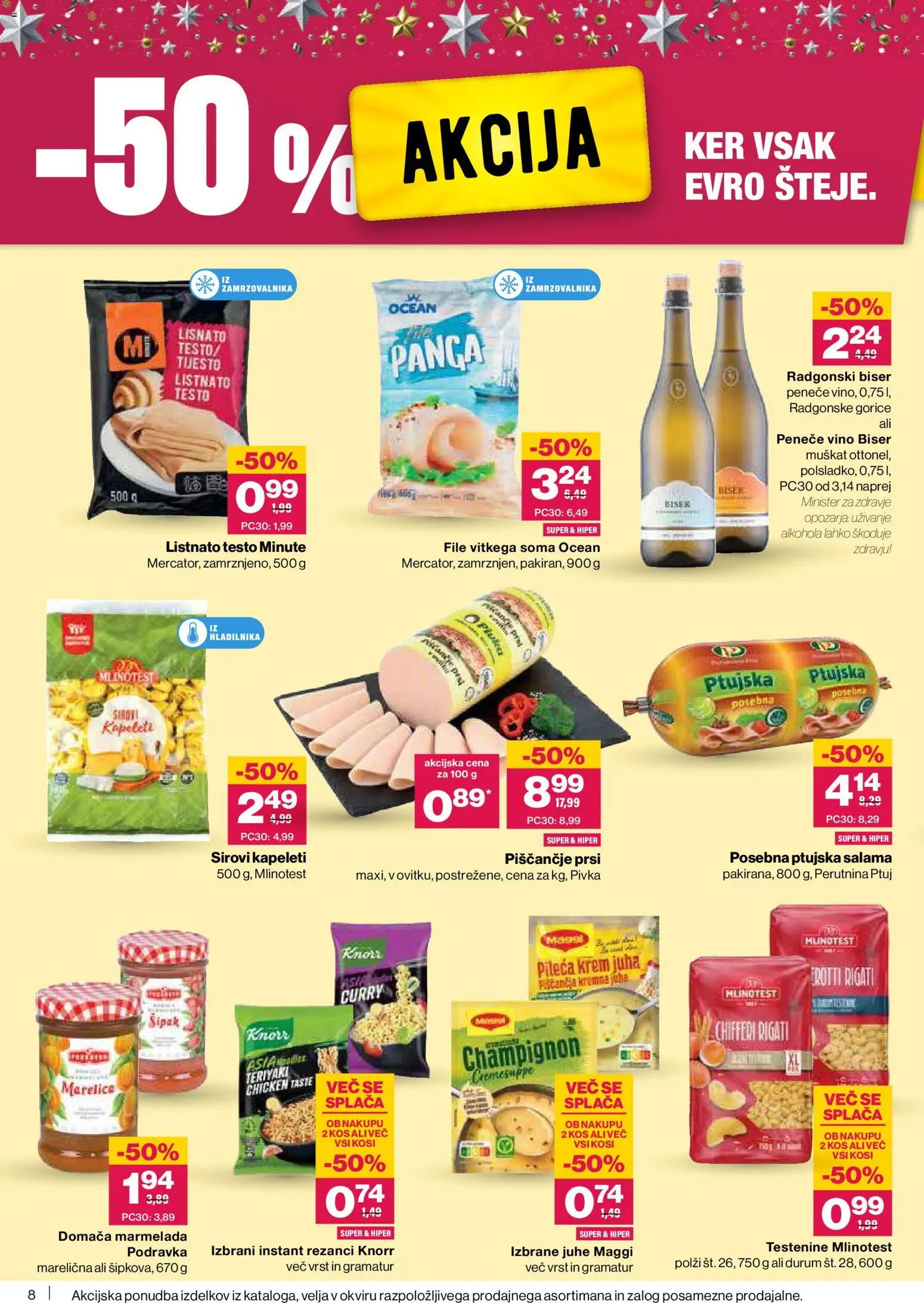 Novi Mercator katalog ponudbe – veljaven od 04.12.2025 | Stran: 8 | Izdelki: Rezanci, Kos, Vino, Top doble cara
