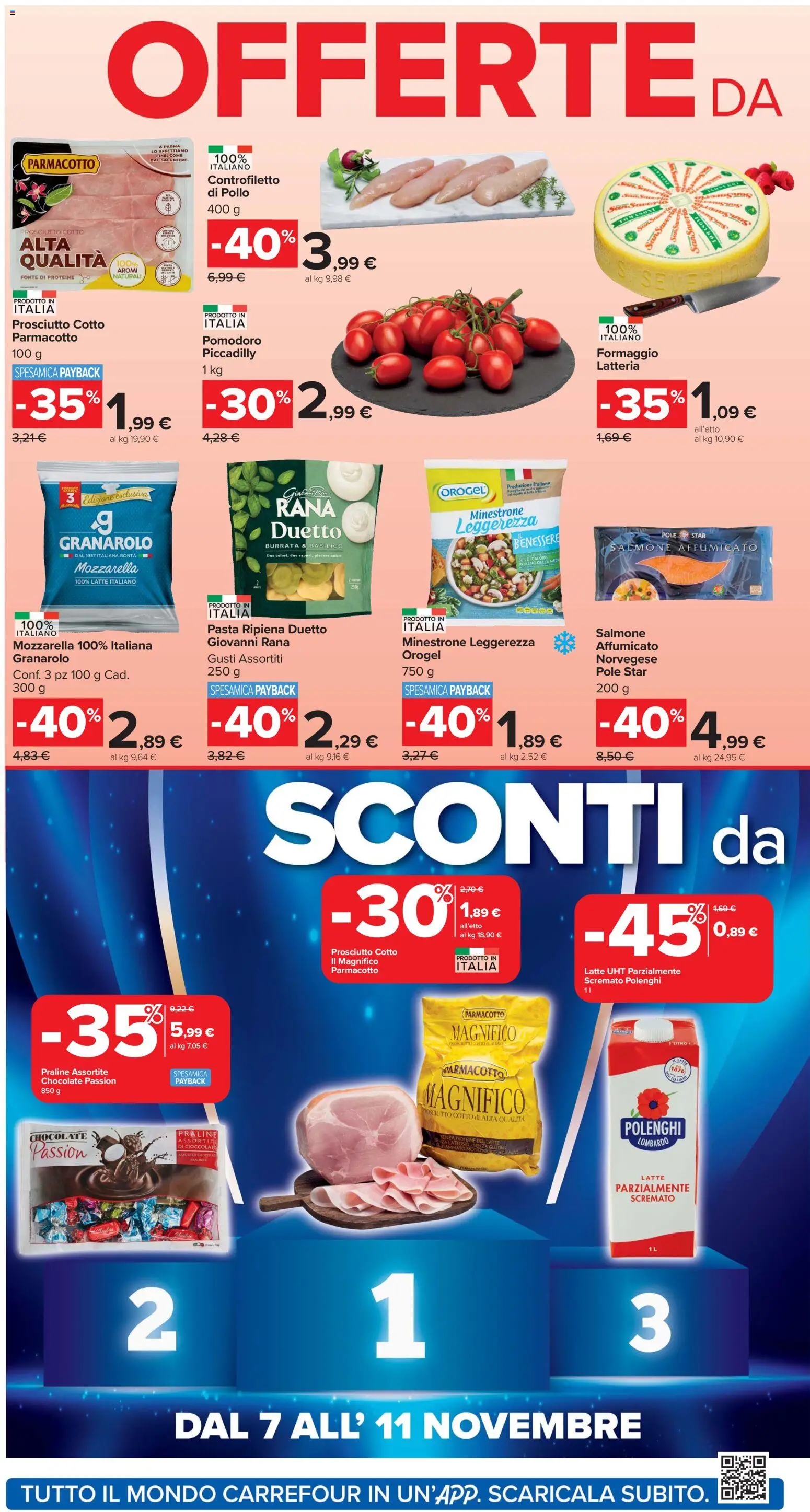 Volantino Carrefour del 04.11.2025 | Pagina: 2 | Prodotti: Minestrone, Formaggio, Prosciutto, Basilico