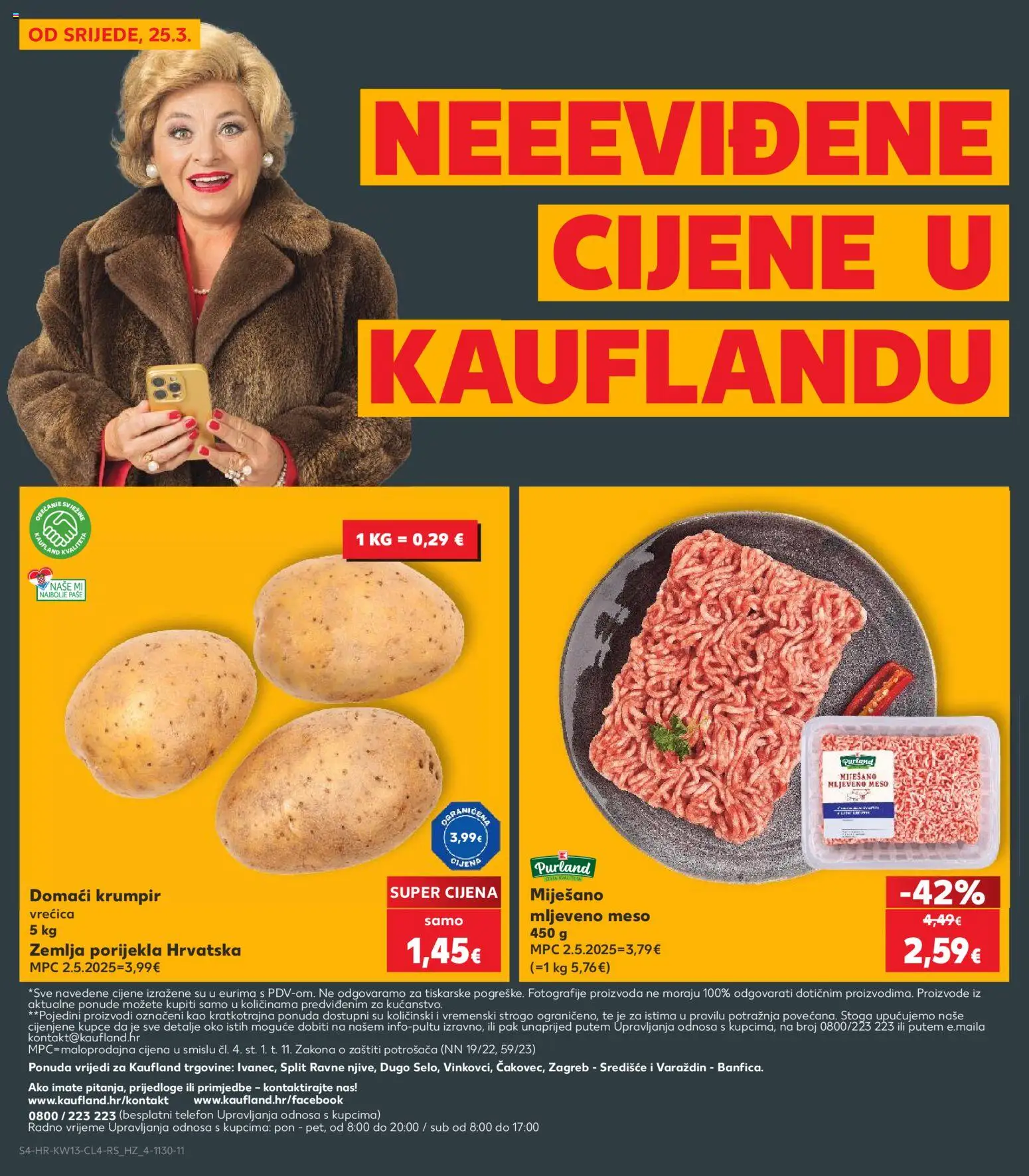 Kaufland katalog | vrijedi od 25.03.2026 | Stranica: 4 | Proizvodi: Meso, Mljeveno meso, Krumpir, Telefon