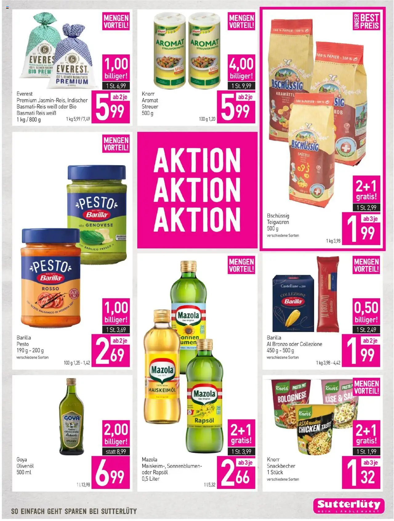 Sutterlüty Flugblatt gültig ab 09.10.2025 | Seite: 19 | Produkte: Pasta, Szeder, Reis