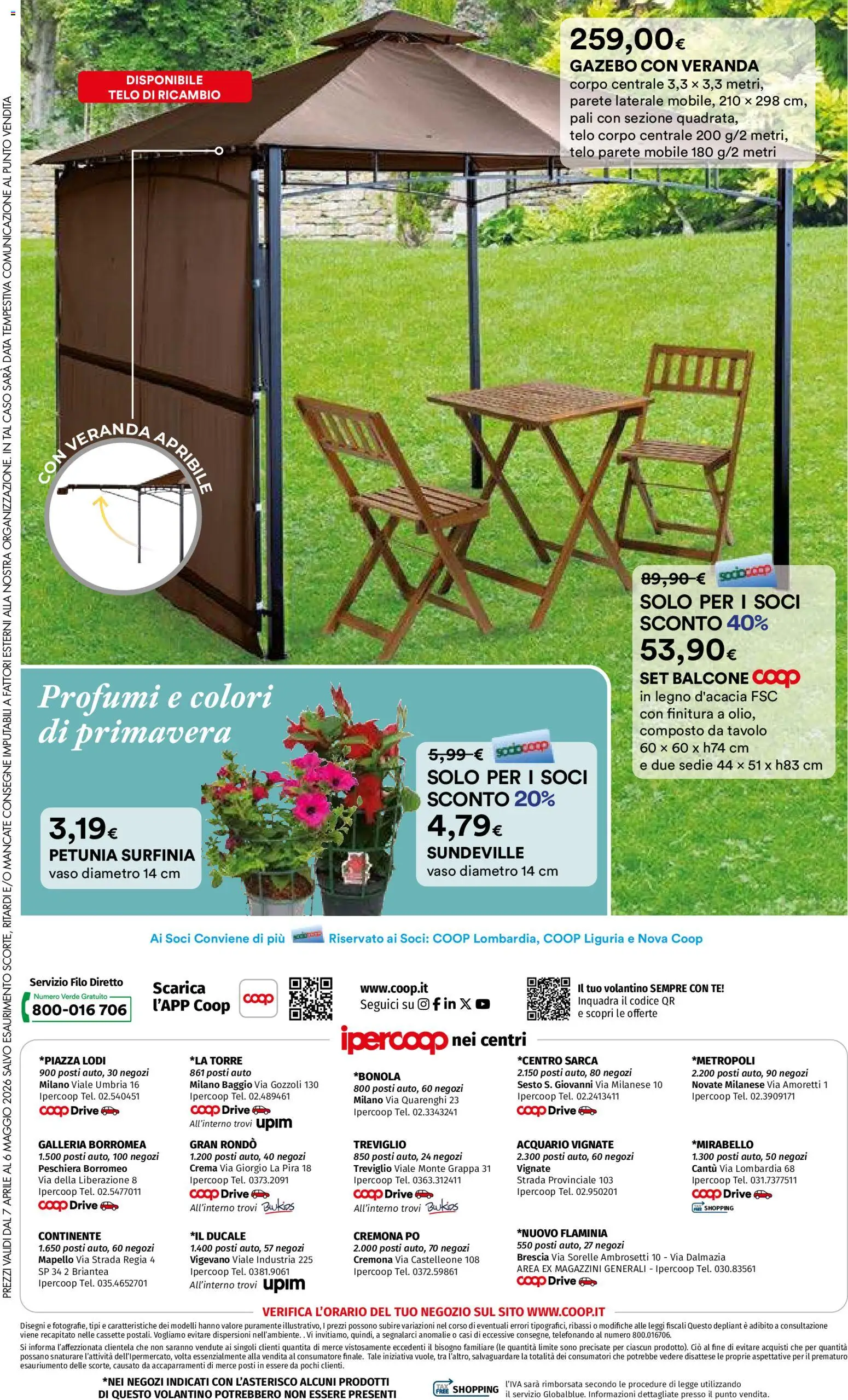 Volantino Ipercoop del 07.04.2026 | Pagina: 24 | Prodotti: Gazebo, Tavolo, Grappa, Vaso