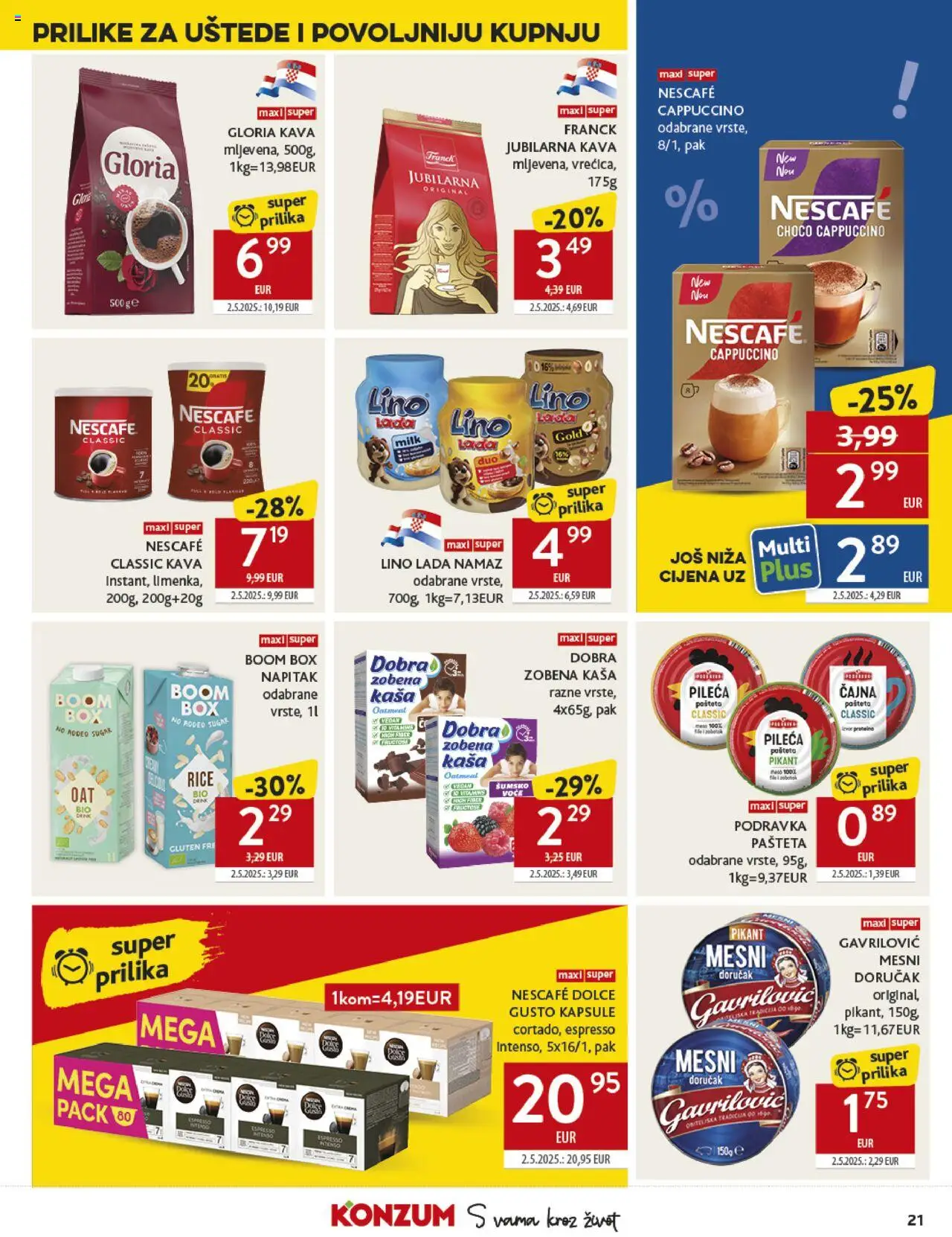 Konzum HR akciós ujság - amely érvényes a következő dátumtól: 13.08.2025 | Oldal: 21 | Termékek: Nescafé, Cappuccino, Vegán