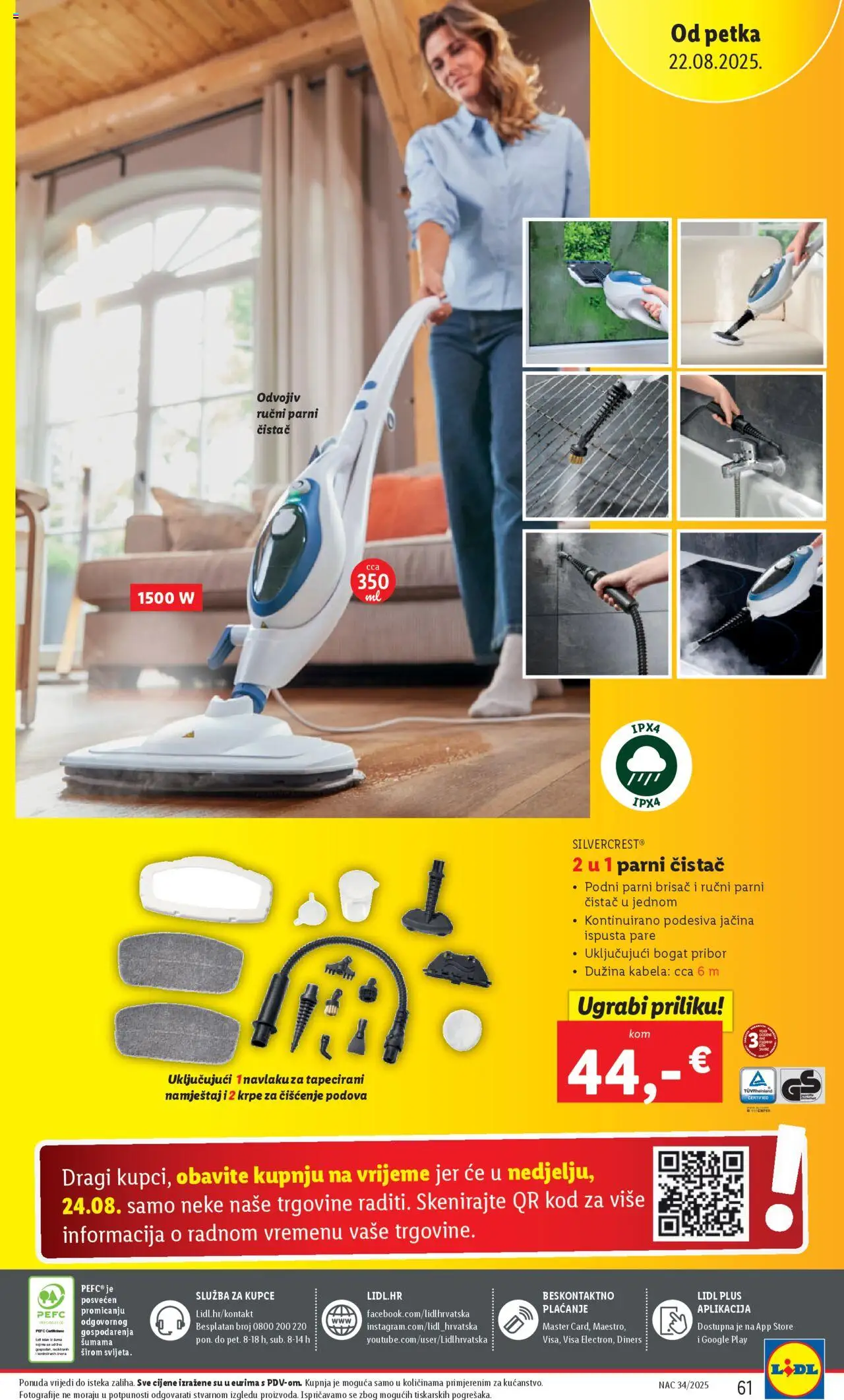 Lidl katalog | vrijedi od 18.08.2025 | Stranica: 61 | Proizvodi: Krpe za čišćenje, Parni čistač