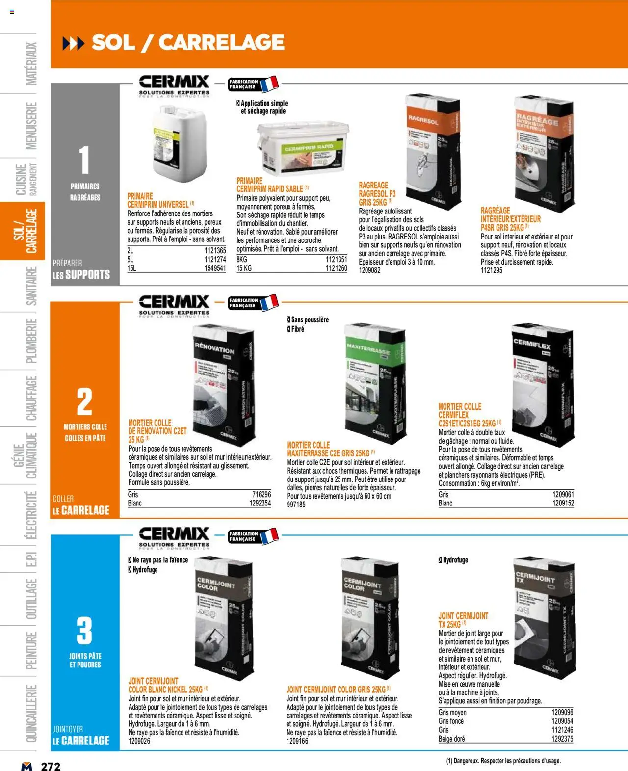  | Page: 272 | Produits: Mortier, Prise, Colle