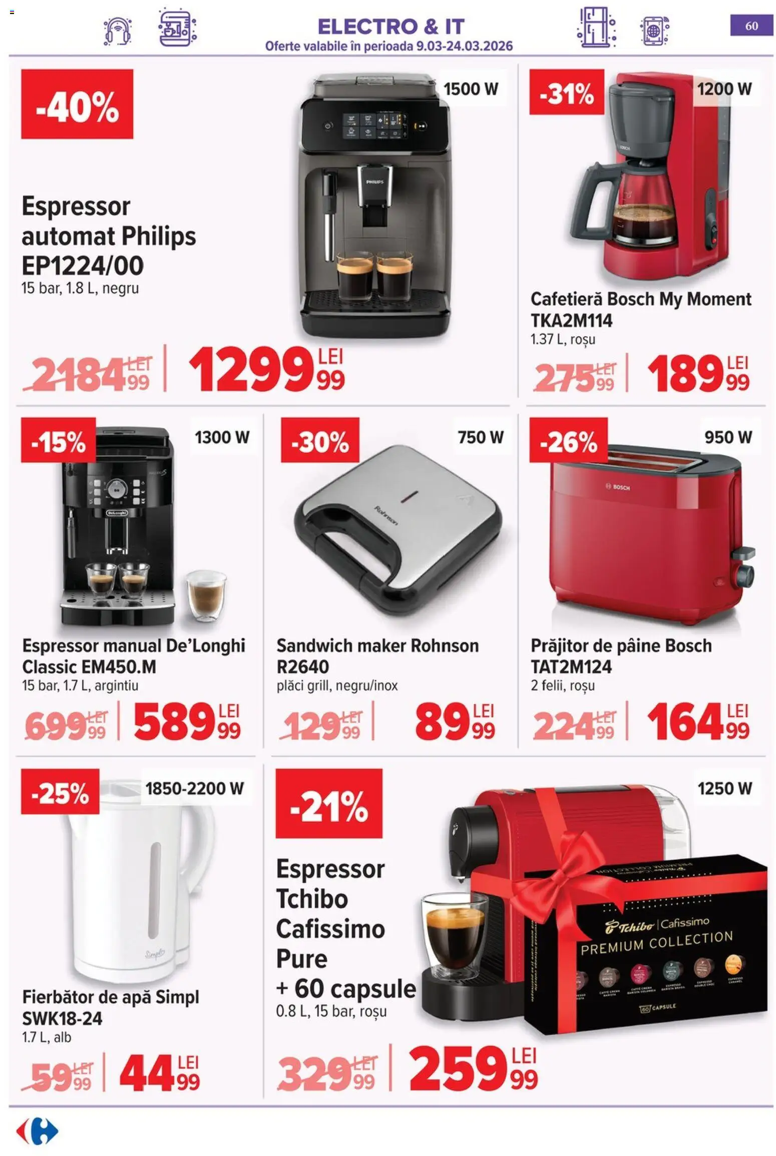 Noul catalog Carrefour – valabil de la 09.03.2026 | Pagină: 63 | Produse: Espressor, Enginar, Pâine, Apă