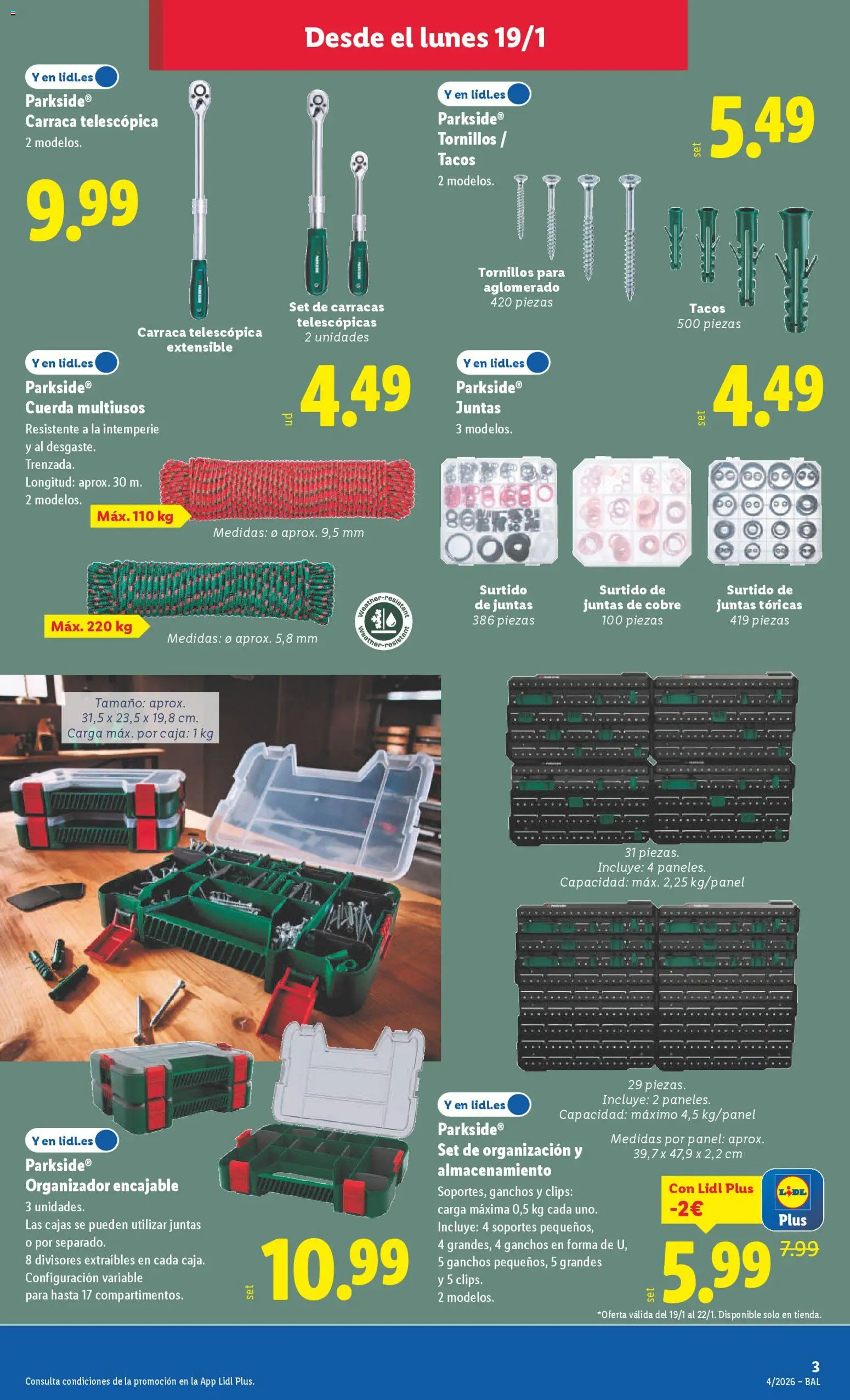 Lidl folleto de bazar │ válido desde el 19.01.2026 | Página: 5 | Productos: Organizador, Tacos, Caja