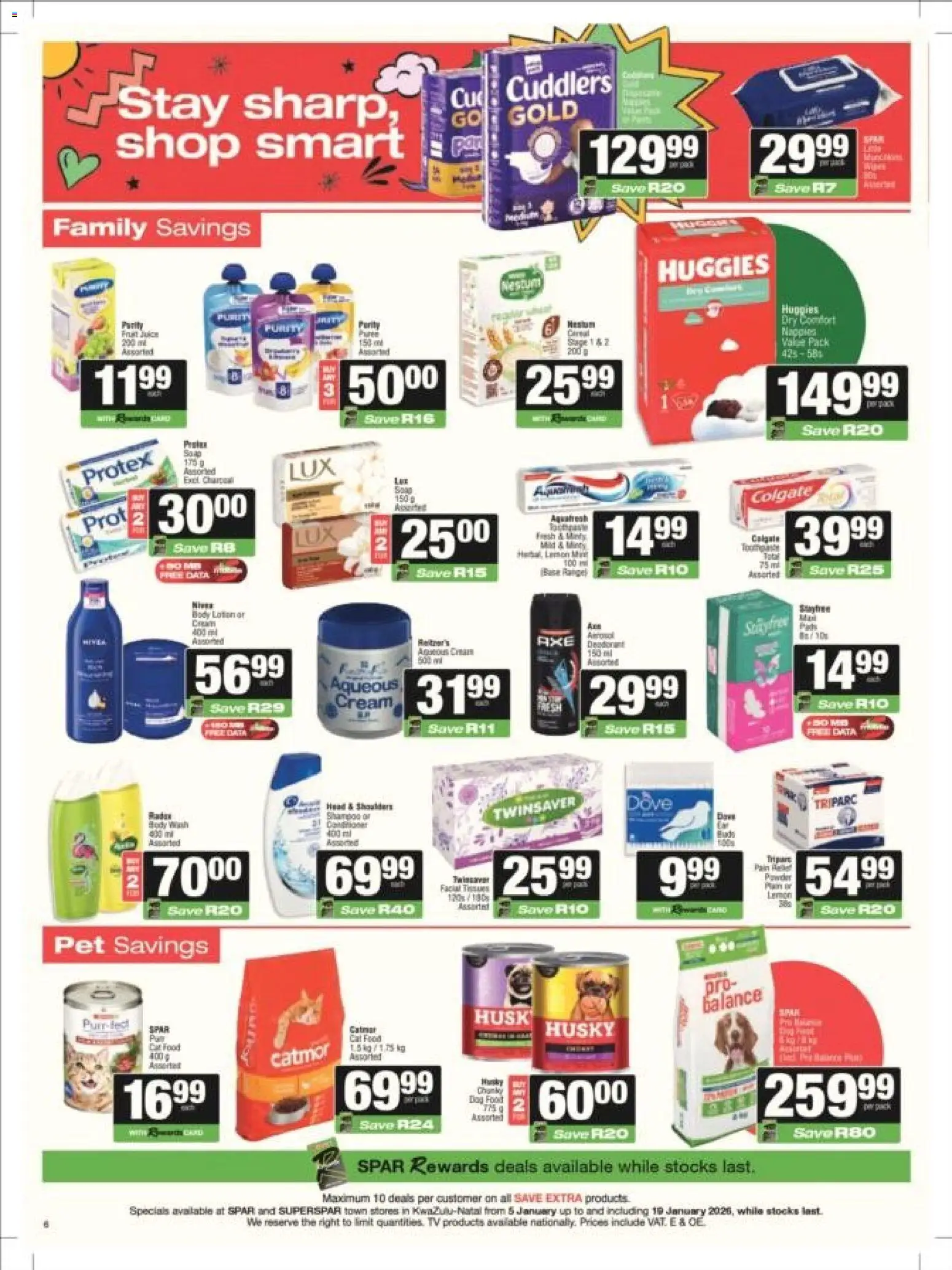New Superspar catalogue – valid from 05.01.2026 | Page: 6 | Products: Data, Cream, Body wash, Cat food