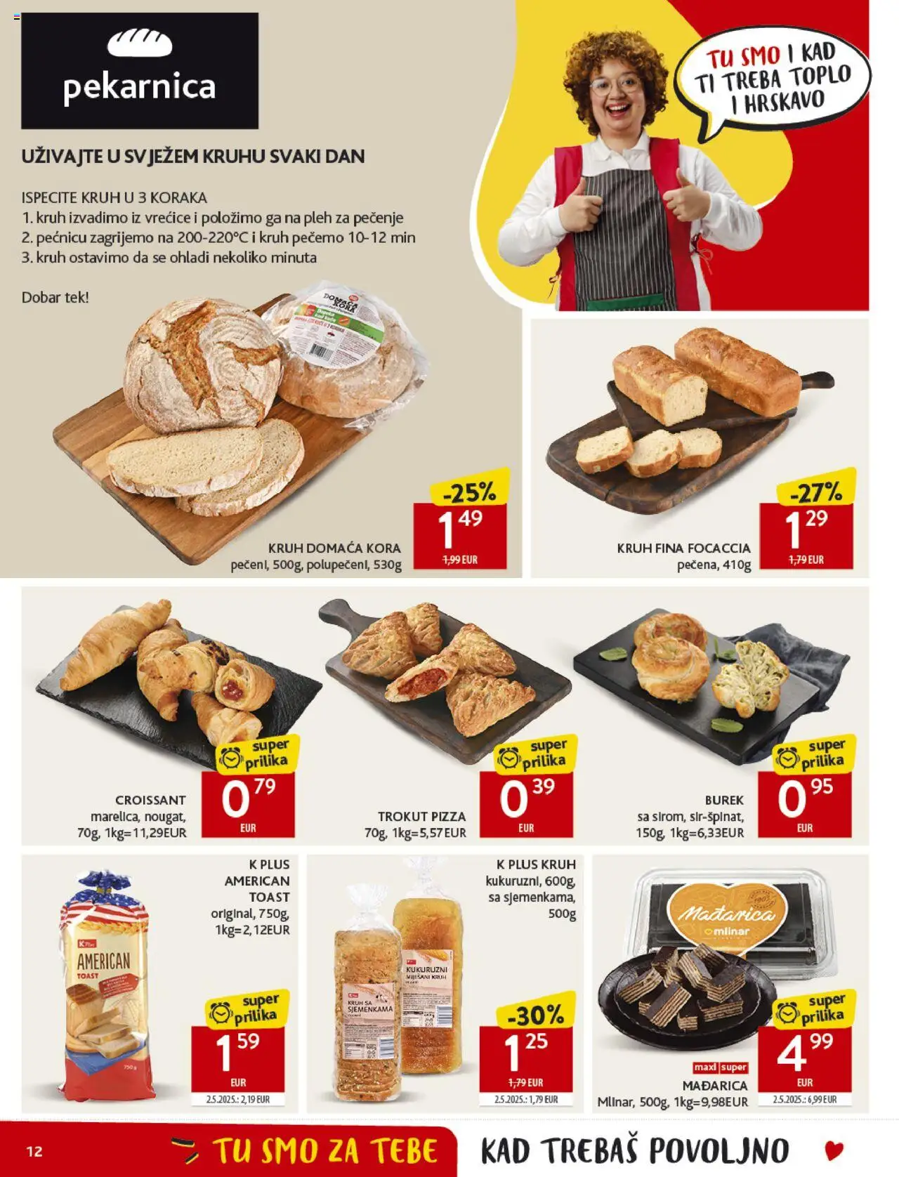 Konzum HR akciós ujság - amely érvényes a következő dátumtól: 27.08.2025 | Oldal: 12 | Termékek: Burek, Croissant, Pizza