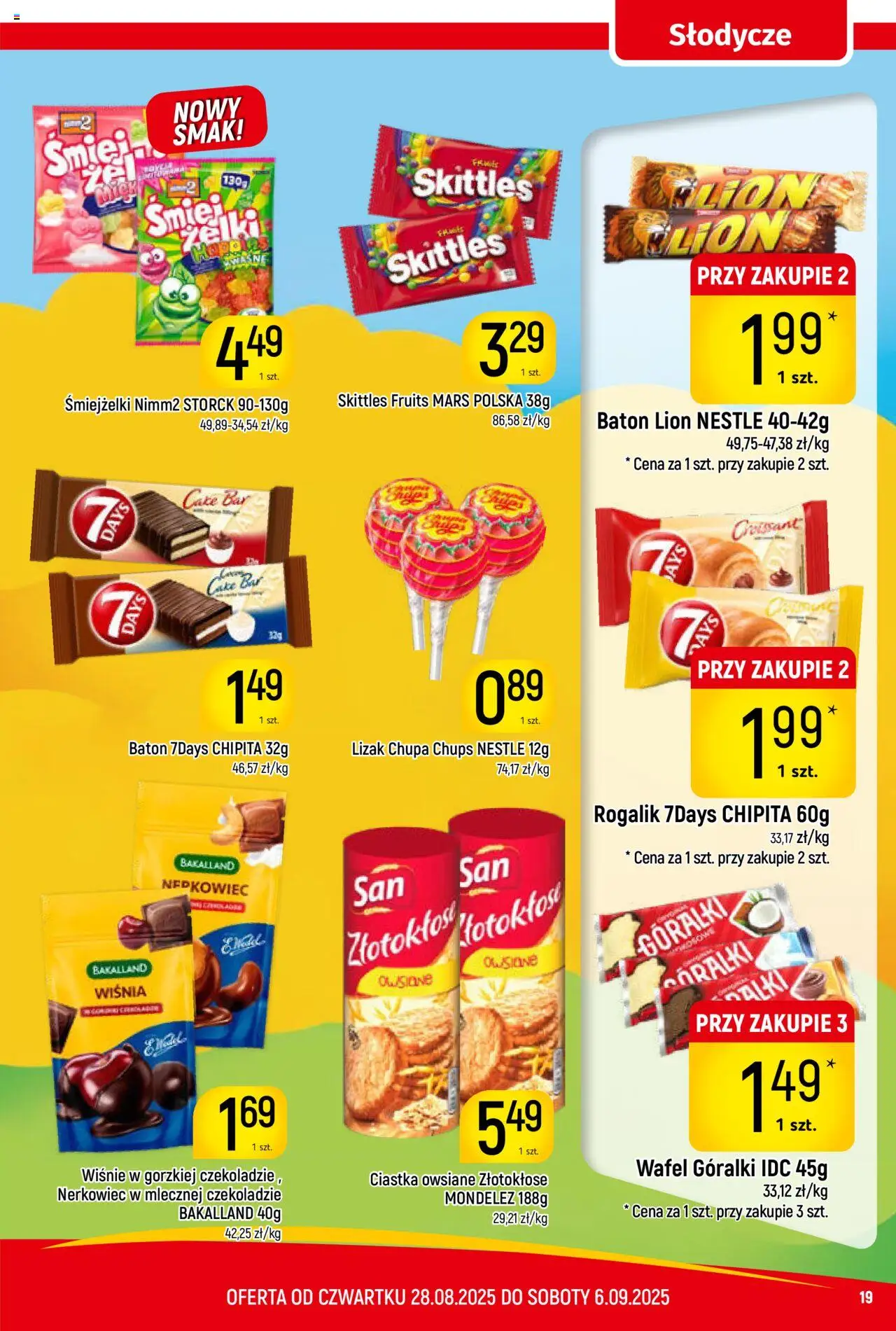 Piotruś Pan Gazetka od 28.08.2025 | Strona: 19 | Produkty: Słodycze, Wiśnie, Baton, Ciastka