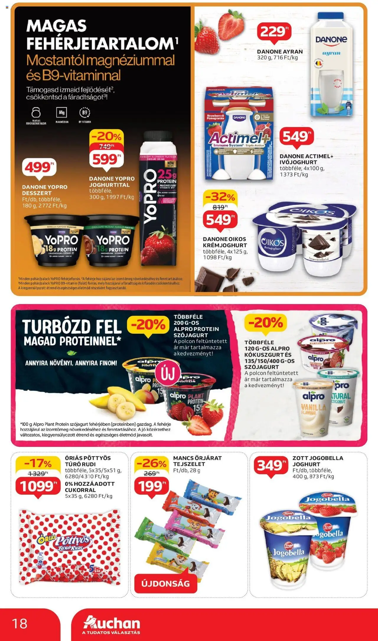 Auchan akciós ujság - amely érvényes a következő dátumtól: 29.05.2025 | Oldal: 18 | Termékek: Ivójoghurt, Túró rudi, Tejszelet, Joghurt