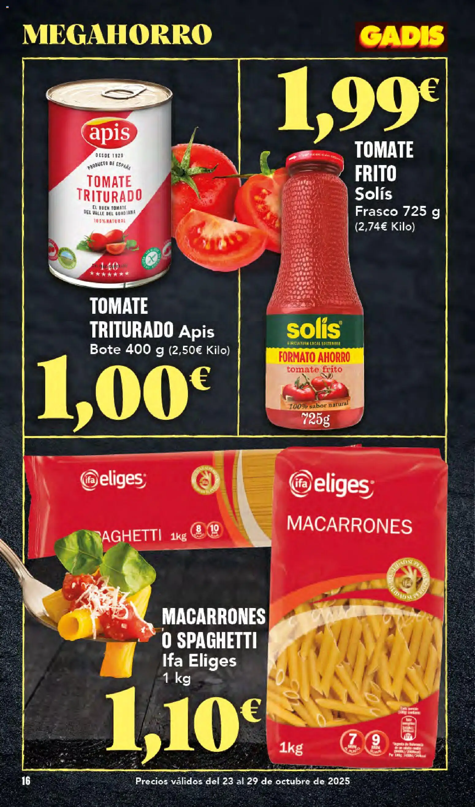 Gadis folleto │ válido desde el 23.10.2025 | Página: 16 | Productos: Sostén, Tomate triturado