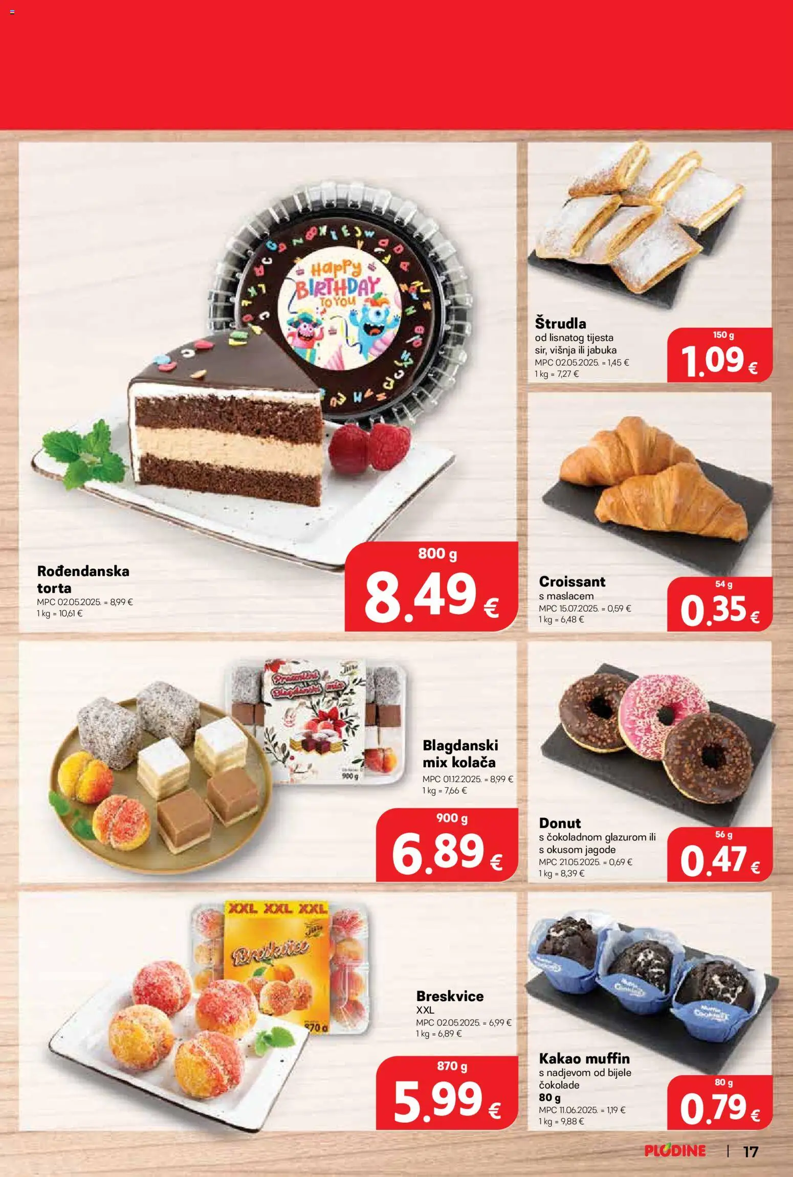 Plodine katalog | vrijedi od 08.04.2026 | Stranica: 17 | Proizvodi: Jagode, Kakao, Torta, Jabuka
