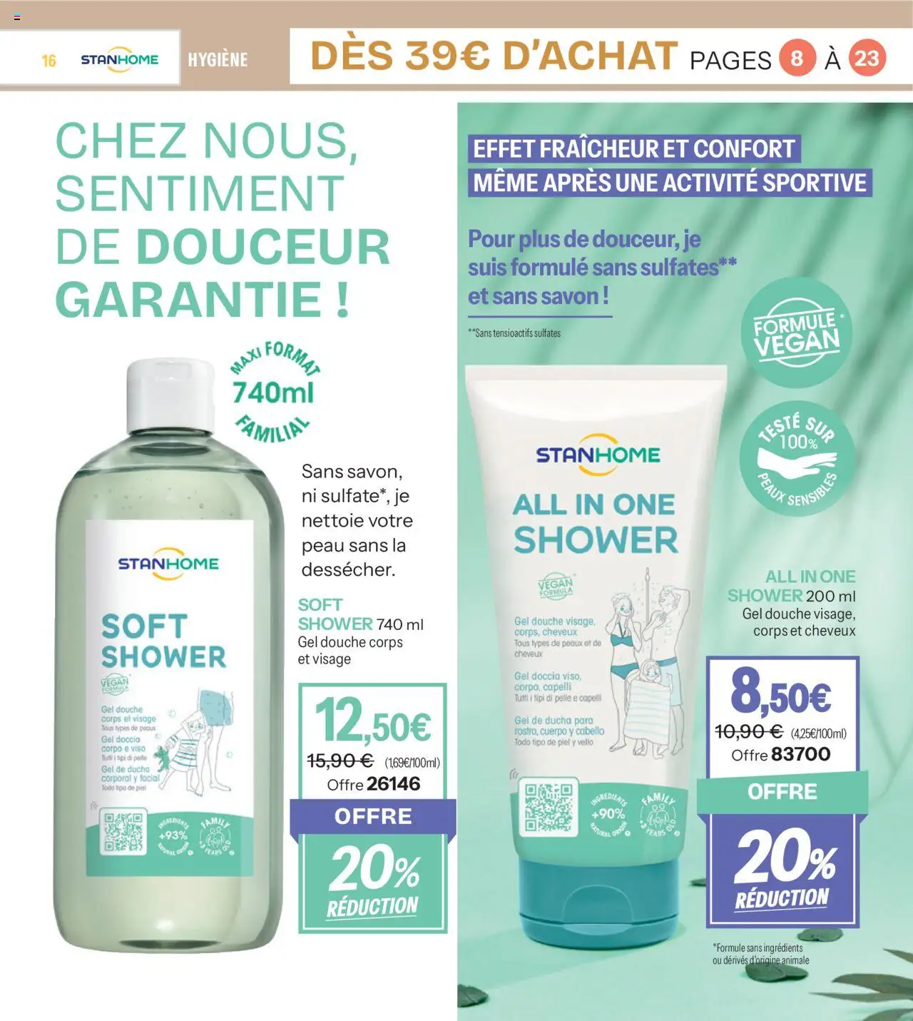 {H1} | Page: 16 | Produits: Savon, Gel douche, Douche