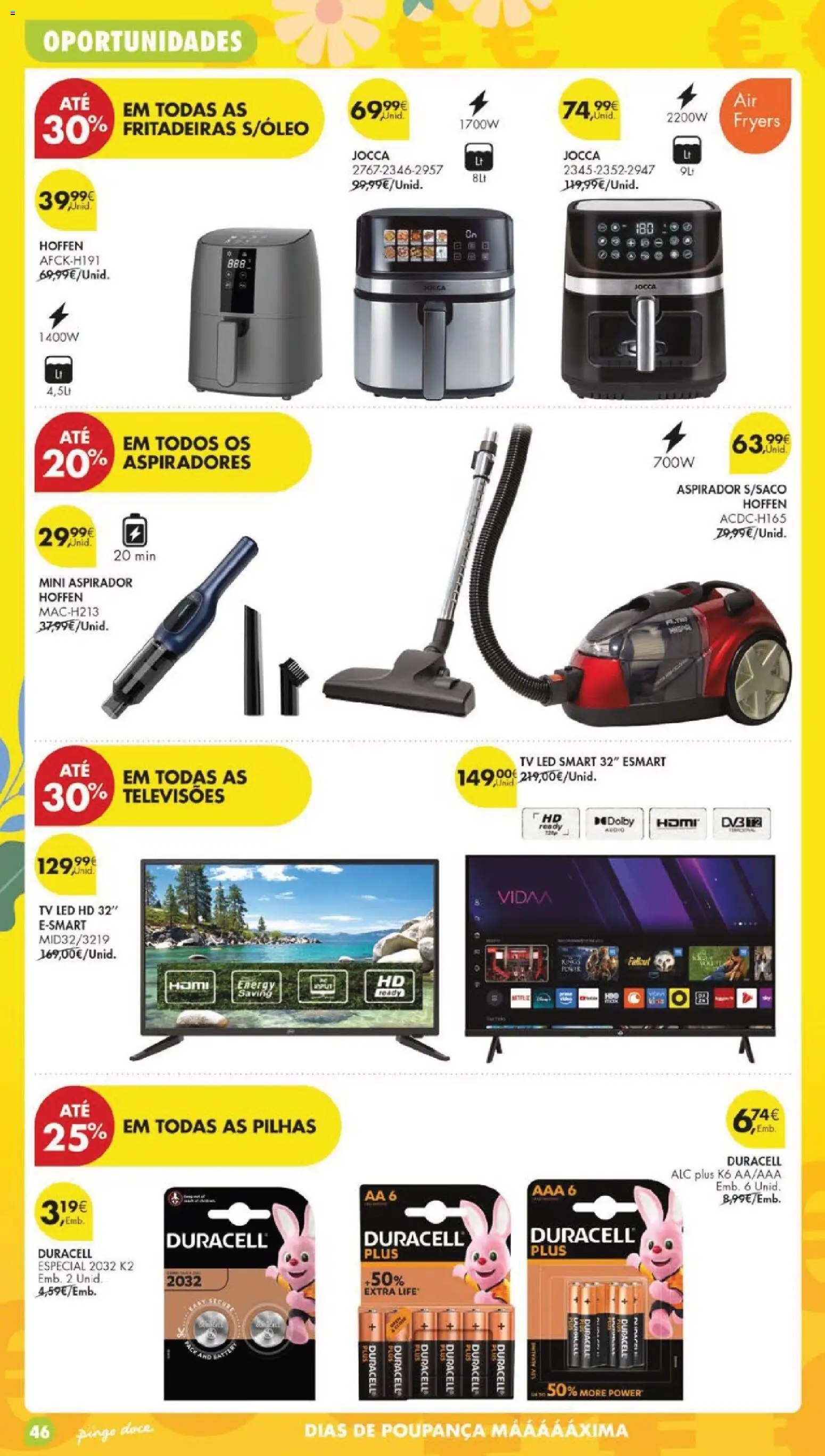 Pingo Doce folheto │ válido de 28.04.2026 | Página: 52 | Produtos: Air fryer, Tv led, Aspirador, Pilhas