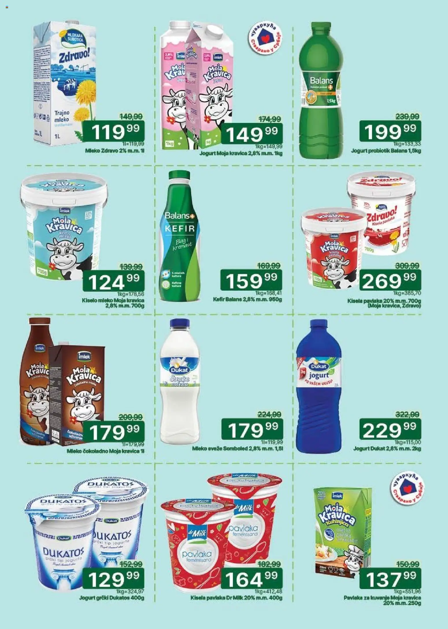 Univerexport katalog - važi od 02.03.2026 | Strana: 7 | Proizvode: Kiselo mleko, Dukatos, Moja kravica, Mleko