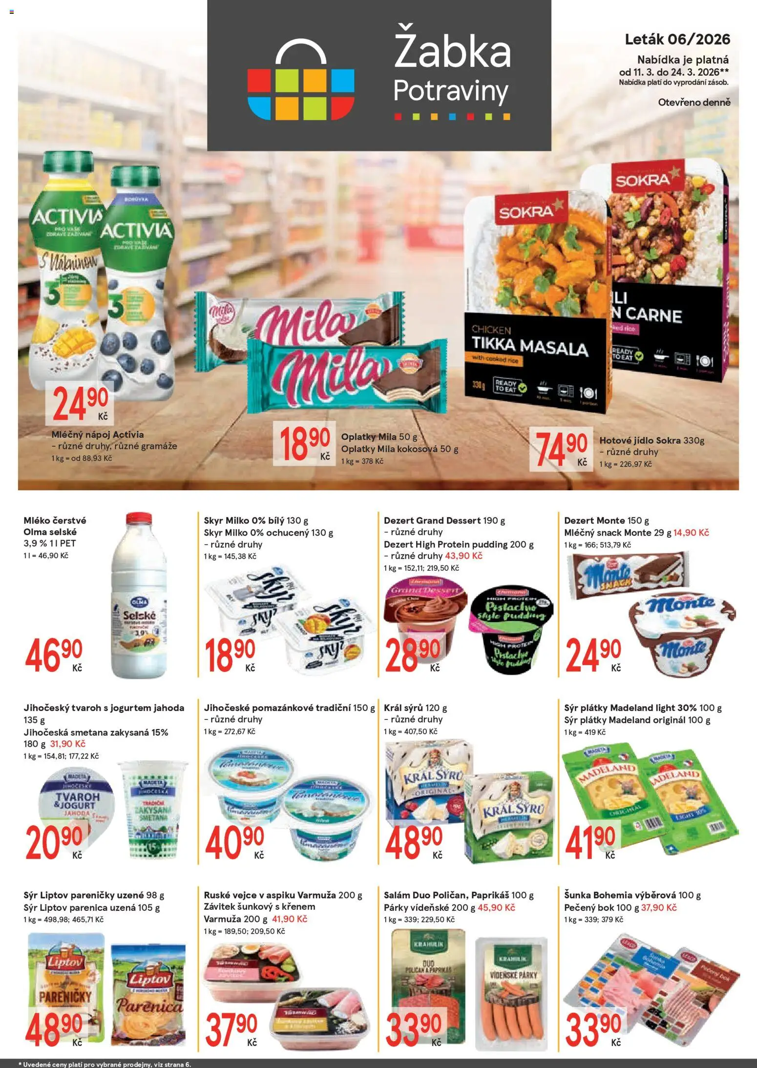 Žabka leták od 11.03.2026 | Strana: 1 | Produkty: High protein pudding, Parenica, Mléko, Salám