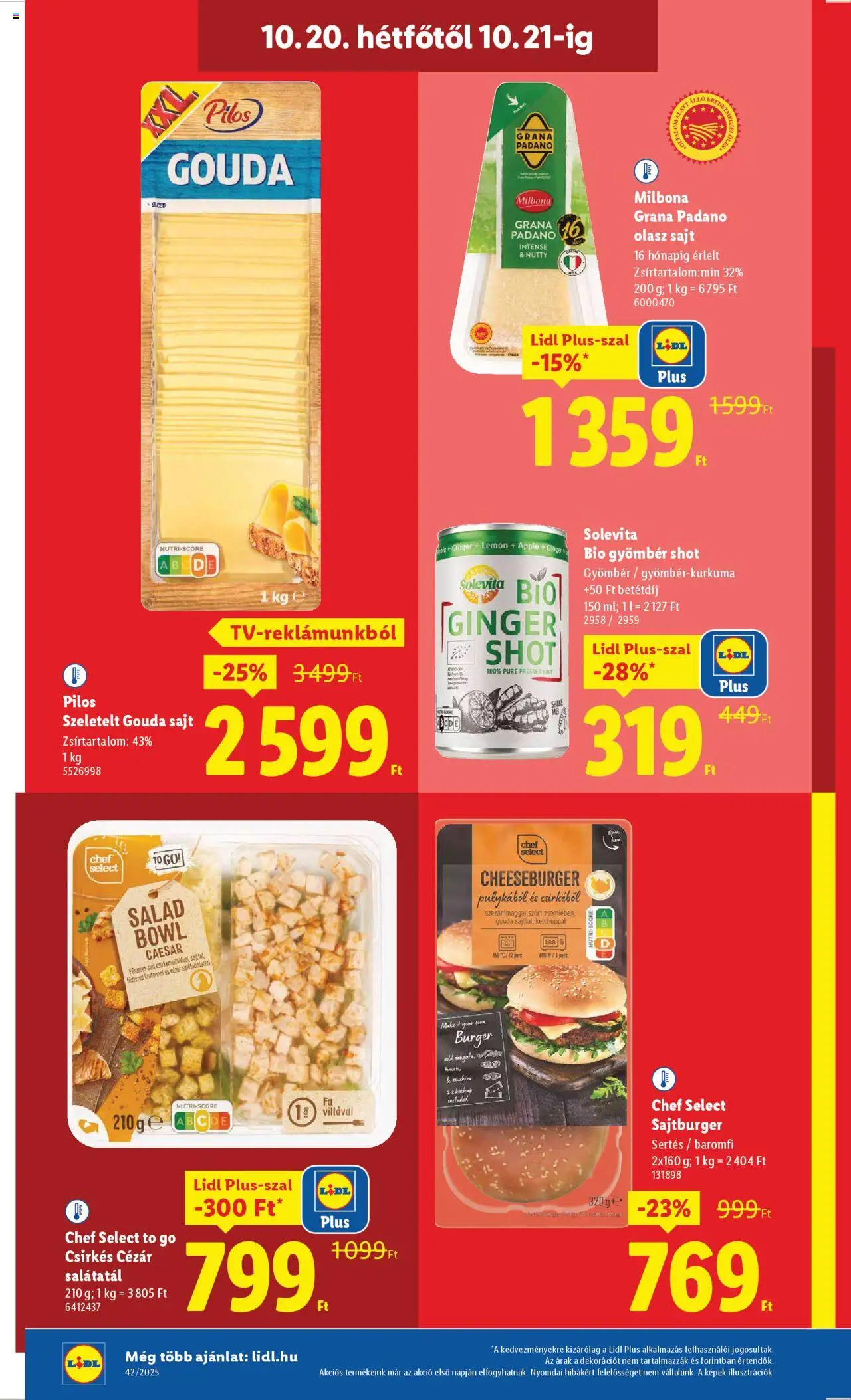 Lidl akciós ujság - amely érvényes a következő dátumtól: 16.10.2025 | Oldal: 54 | Termékek: Gouda, Grana padano, Gyömbér shot, Sajt