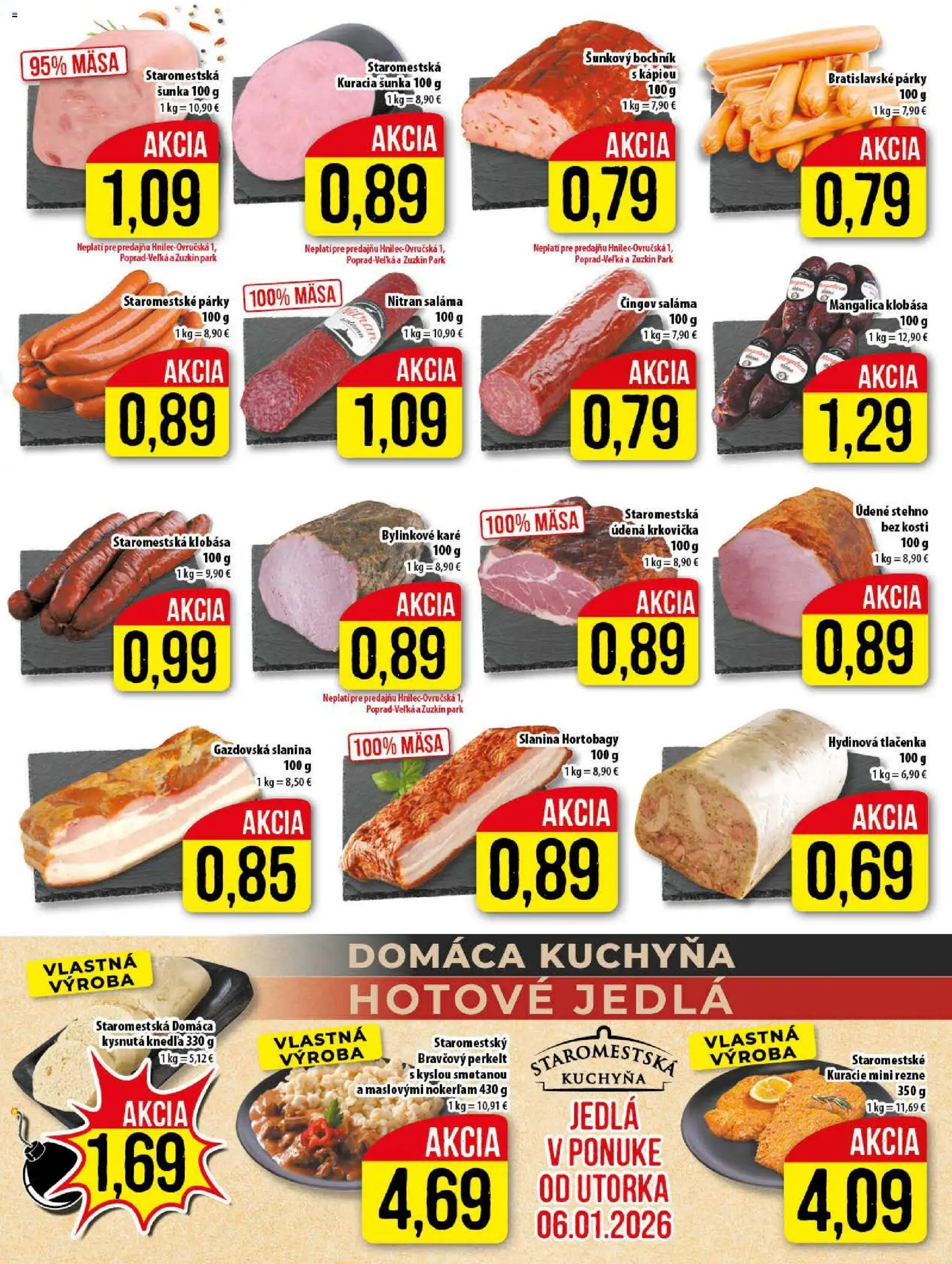 Nové Klas akcie – leták je platný od 05.01.2026 | Strana: 5 | Produkty: Kuchyňa, Slanina, Klobása, Párky