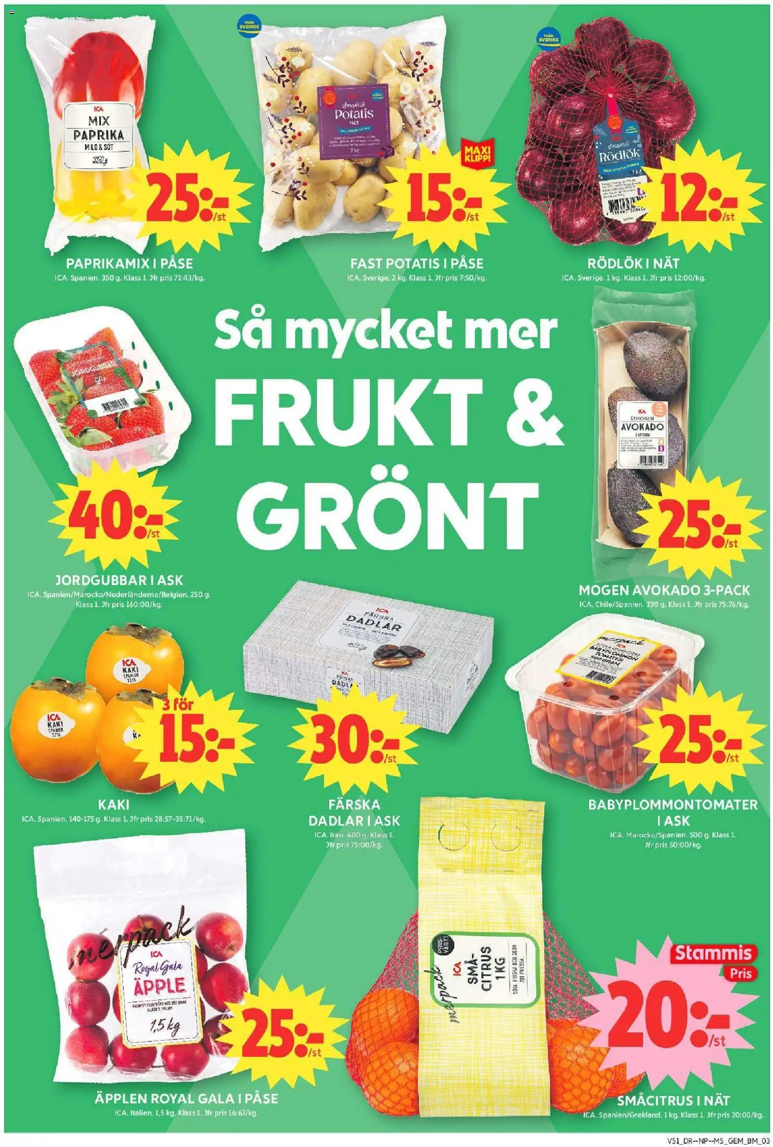 ICA Maxi reklamblad aktuell från 15.12.2025 | Sida: 3 | Produkter: Avocado, Rödlök, Äpplen, Jordgubbar