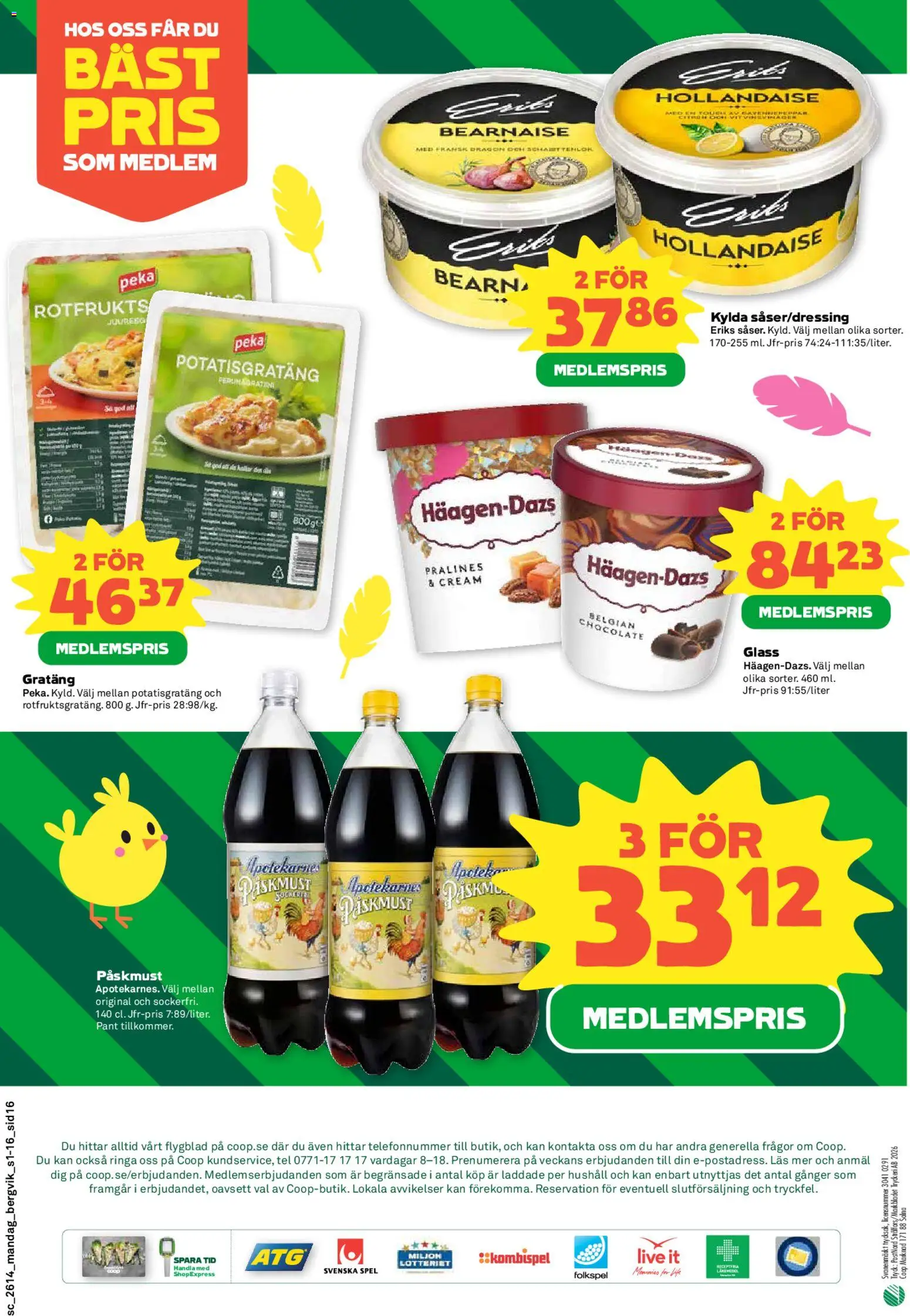 Stora Coop reklamblad aktuell från 30.03.2026 | Sida: 16 | Produkter: Potatisgratäng, Glass, Spel