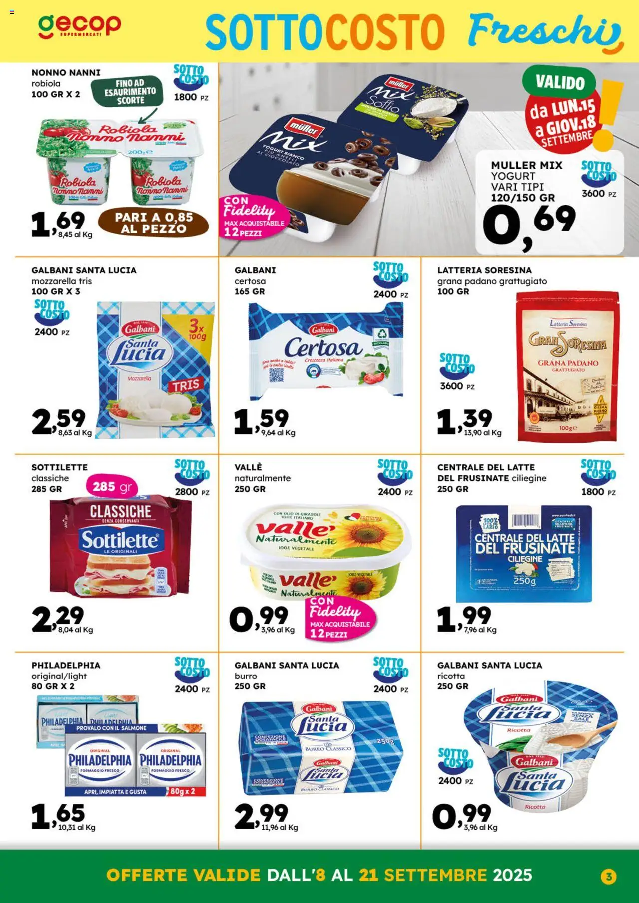 Volantino GECOP del 08.09.2025 | Pagina: 3 | Prodotti: Cioccolato, Salmone, Ricotta, Crescenza