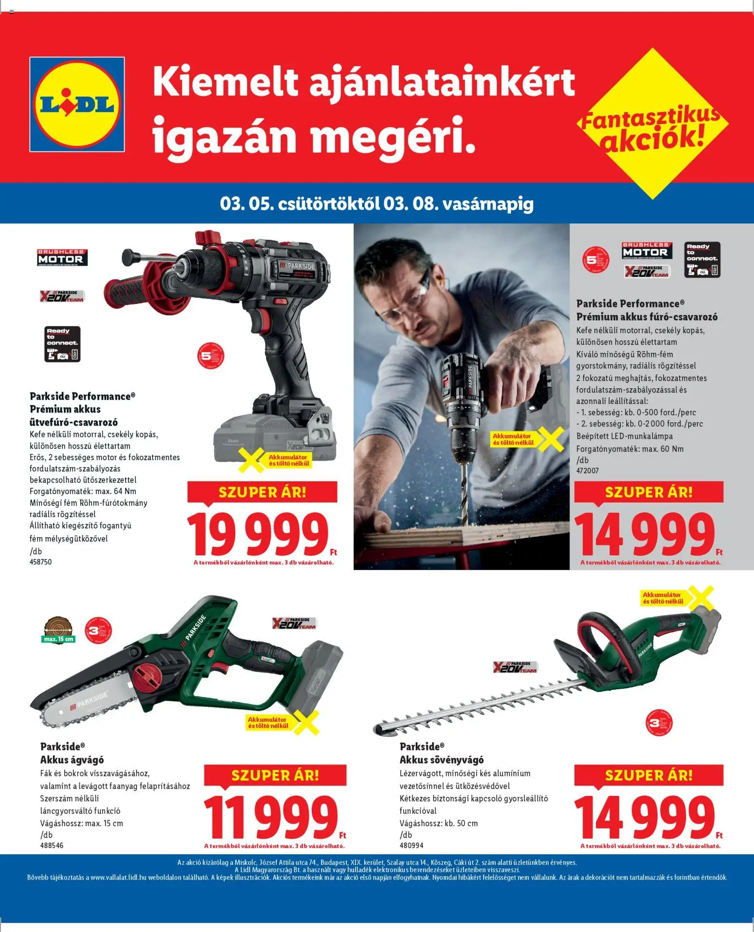 Lidl akciós ujság - amely érvényes a következő dátumtól: 05.03.2026 | Oldal: 4 | Termékek: Parkside, Töltő, Kefe, Kés