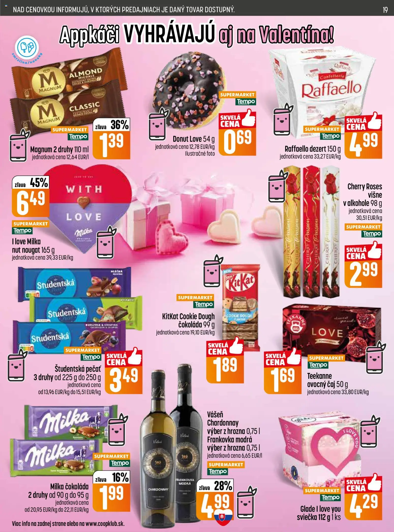 Nové COOP Jednota akcie – leták je platný od 12.02.2026 | Strana: 19 | Produkty: Donut, Čokoláda, Teekanne, Višne