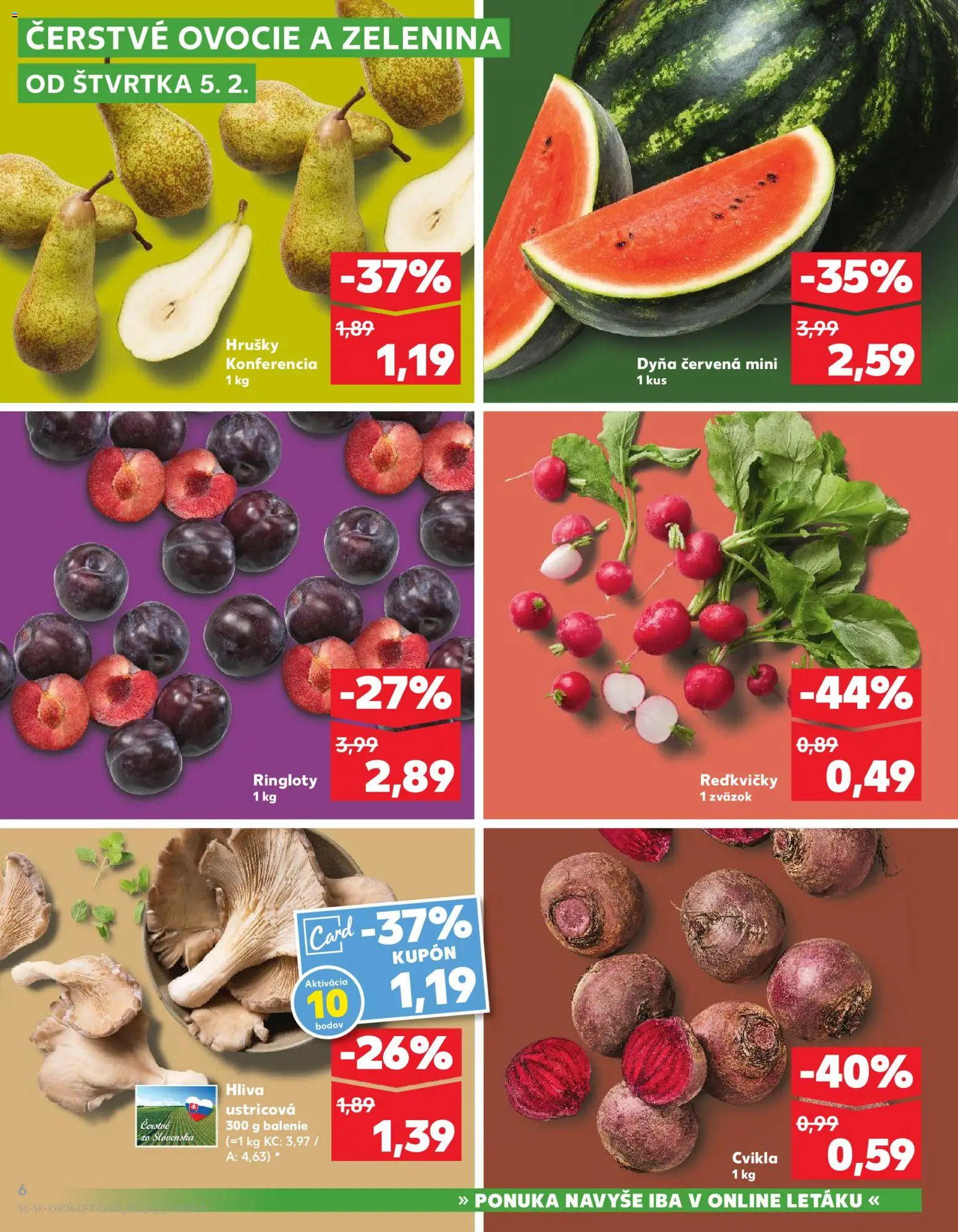 Nové Kaufland akcie – leták je platný od 05.02.2026 | Strana: 6 | Produkty: Cvikla, Hrušky, Ovocie