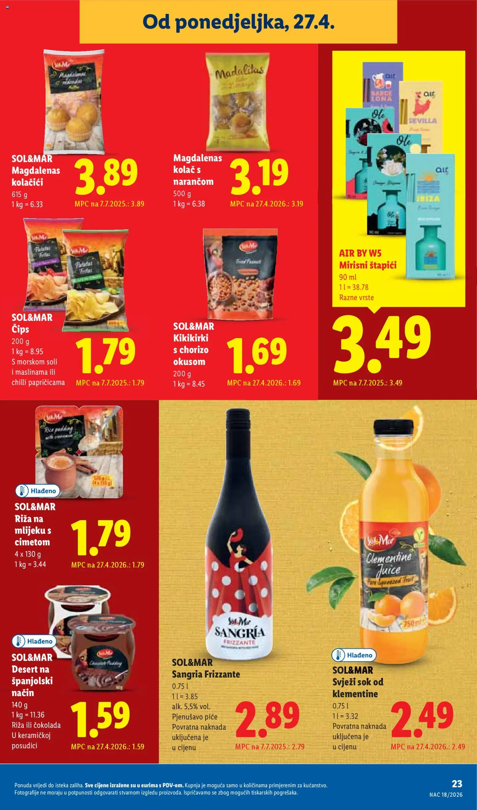 Lidl katalog | vrijedi od 27.04.2026 | Stranica: 23 | Proizvodi: Čokolada, Sok, Riža, Čips