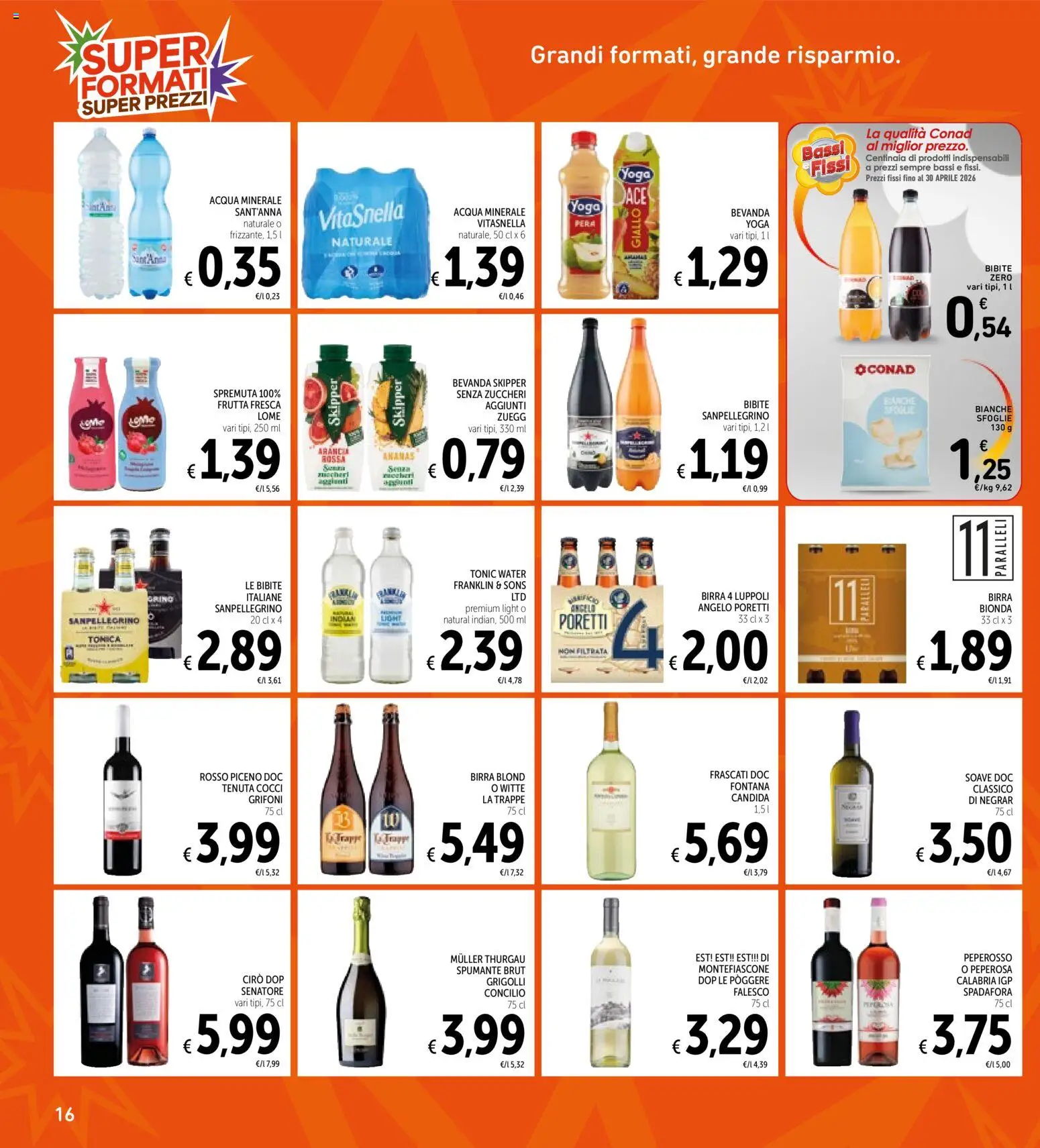 Volantino Spazio Conad del 03.02.2026 | Pagina: 16 | Prodotti: Birra, Ananas, Pera, Acqua minerale