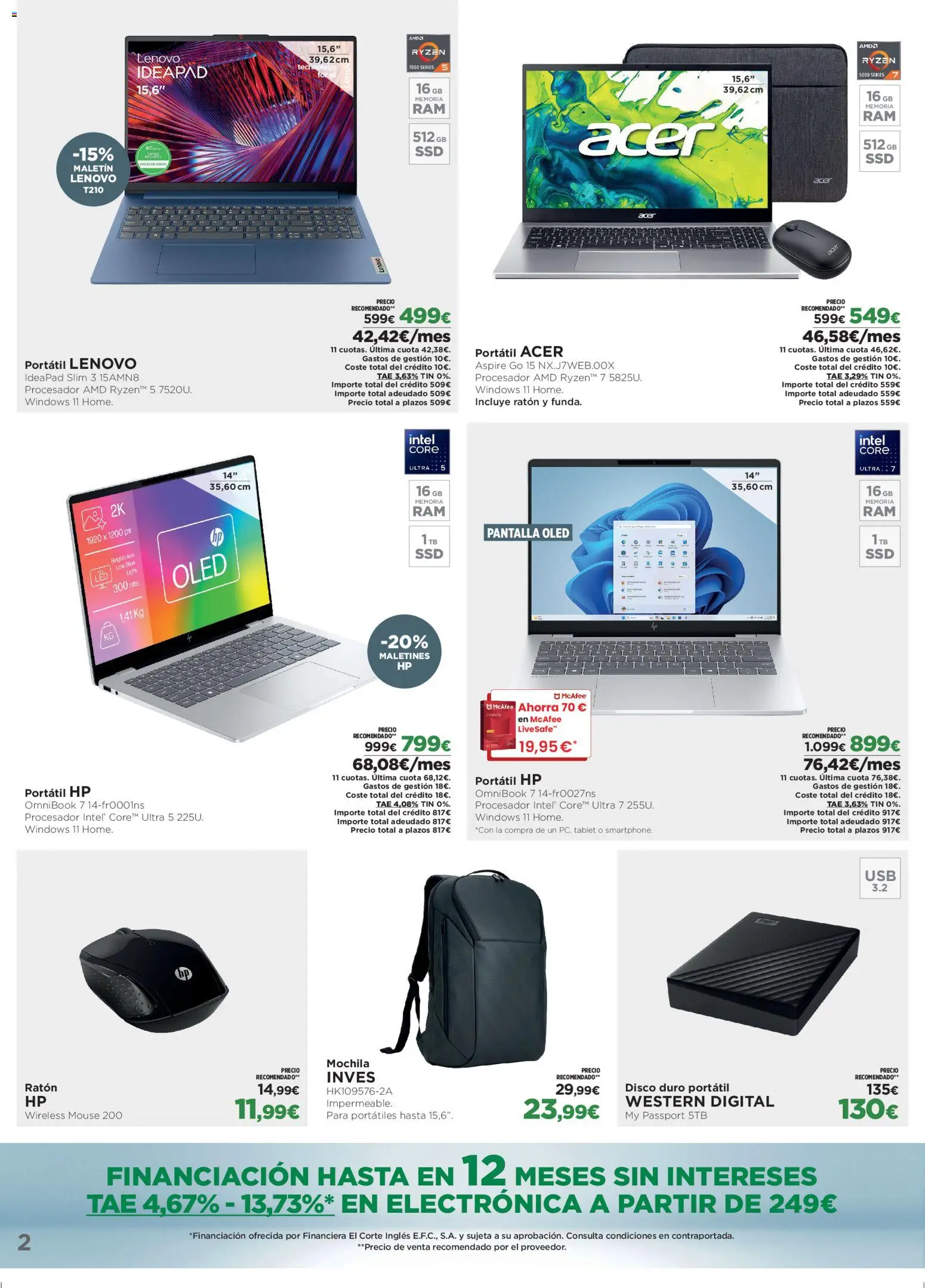 El Corte Inglés ofertas │ válido desde el 23.02.2026 | Página: 2 | Productos: Portátil HP, Portátil Lenovo, Tablet, Mouse