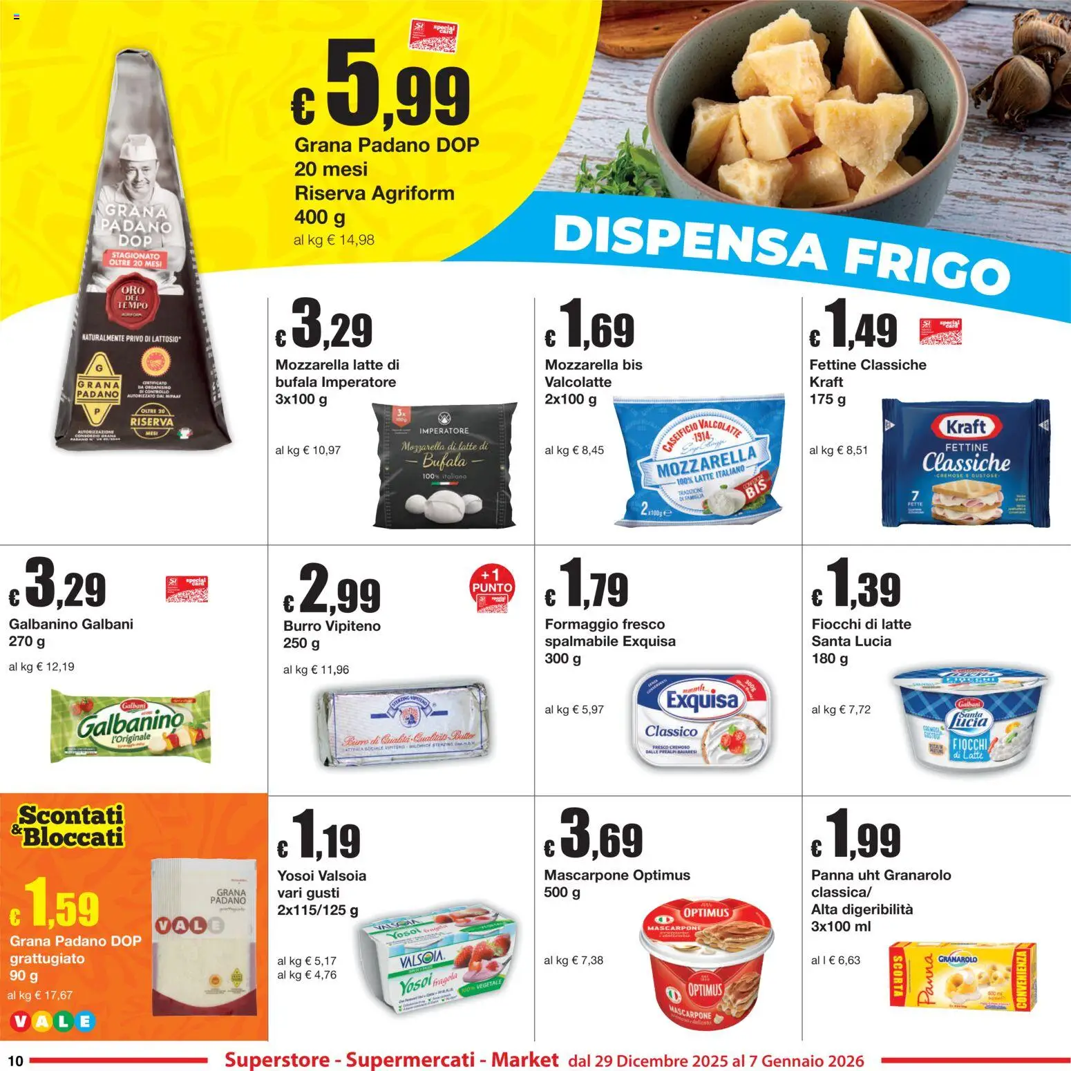 Volantino Sì con Te del 29.12.2025 | Pagina: 10 | Prodotti: Panna, Fiocchi, Burro, Grana Padano