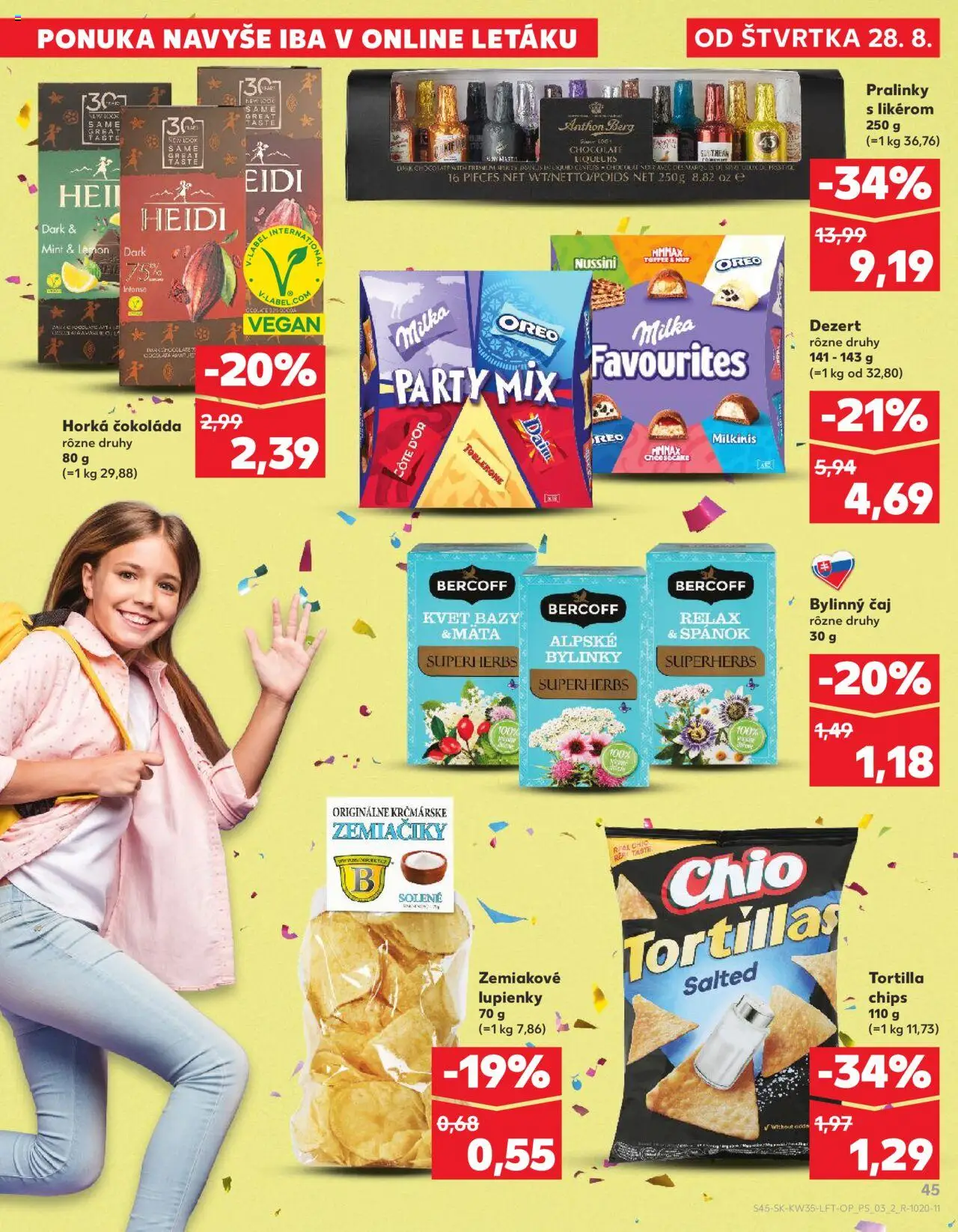 Kaufland SK akciós ujság - amely érvényes a következő dátumtól: 28.08.2025 | Oldal: 45 | Termékek: Chips, Tortilla