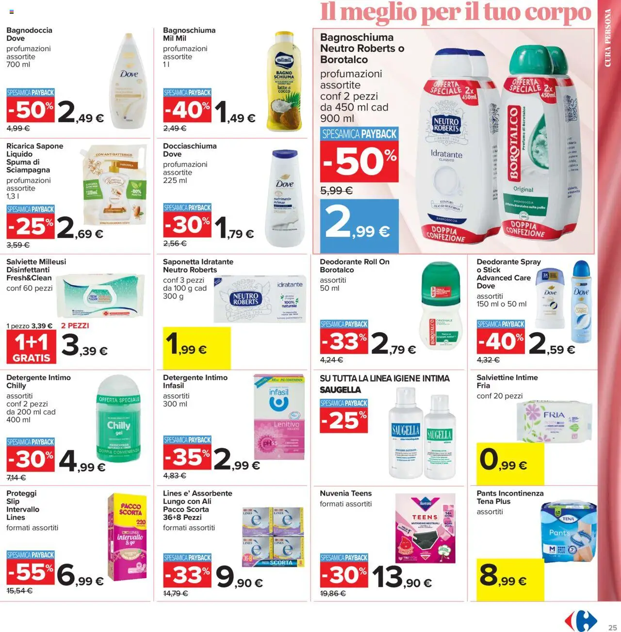 Volantino Carrefour del 15.09.2025 | Pagina: 25 | Prodotti: Deodorante, Detergente, Intimo, Cocco