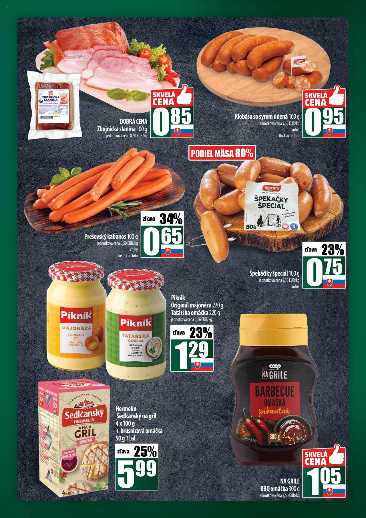 Nové COOP Jednota akcie – leták je platný od 18.09.2025 | Strana: 11 | Produkty: Gril, Slanina, Klobása, Tatárska omáčka