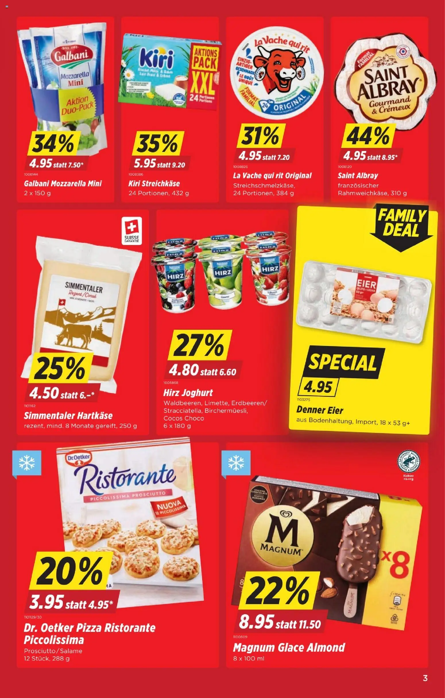 Denner aktionen – gültig ab 05.03.2026 | Seite: 3 | Produkte: En Kommode, Streichkäse, Glace, Pizza