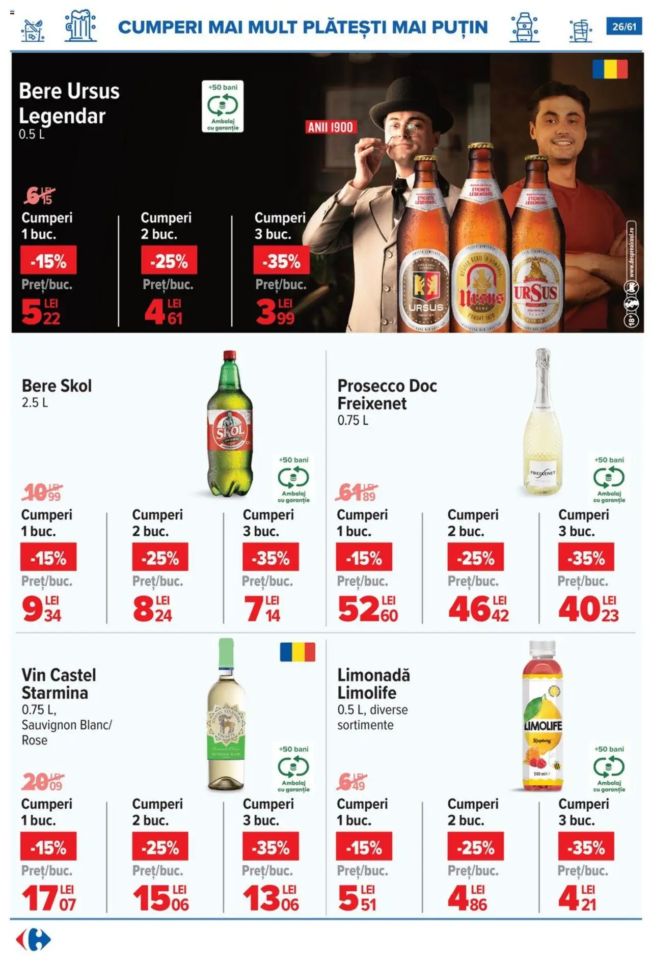Catalog Carrefour – valabil de la 20.08.2025 | Pagină: 27 | Produse: Sıcak su torbası, Prosecco, Vin, Bere