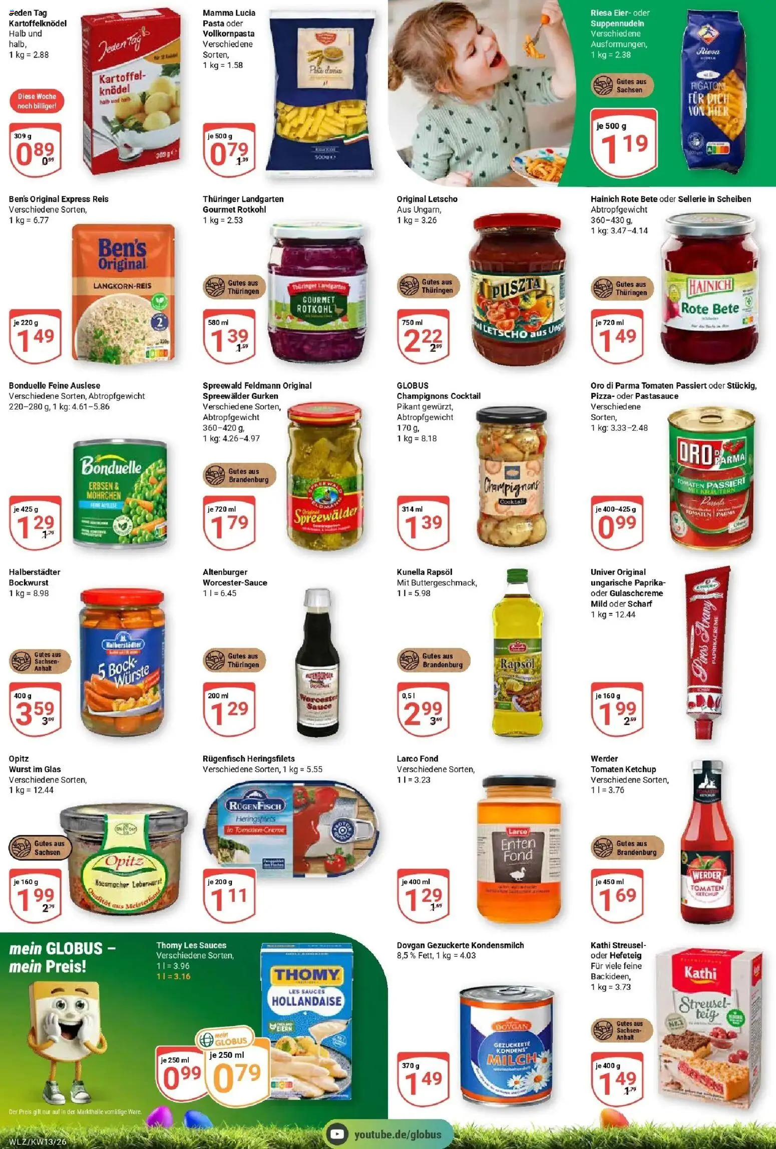 Globus prospekt Weischlitz	 – gültig ab 23.03.2026 | Seite: 5 | Produkte: Thomy les sauces, Paprika, Gurken, Erbsen