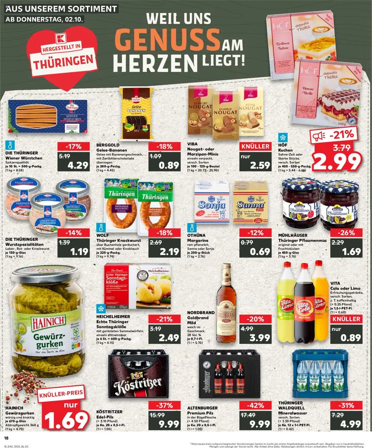 Kaufland prospekt Jena	 – gültig ab 05.10.2025 | Seite: 18 | Produkte: Kostritzer, Bananen, Mineralwasser, Vita cola