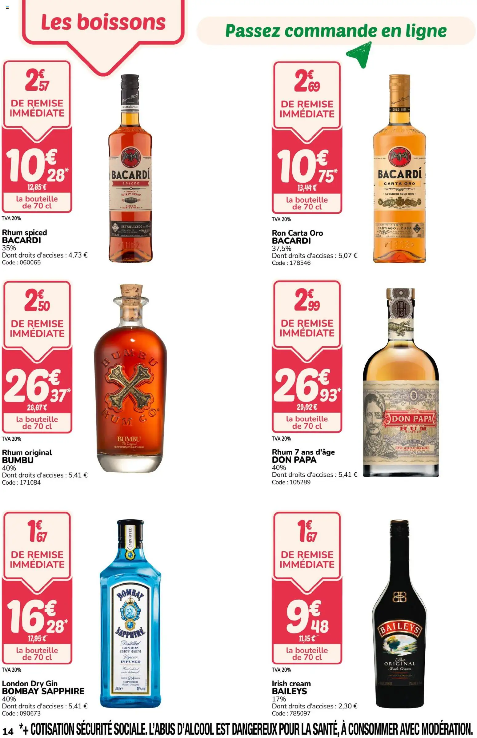 {H1} | Page: 14 | Produits: Rhum, Thé, Gin