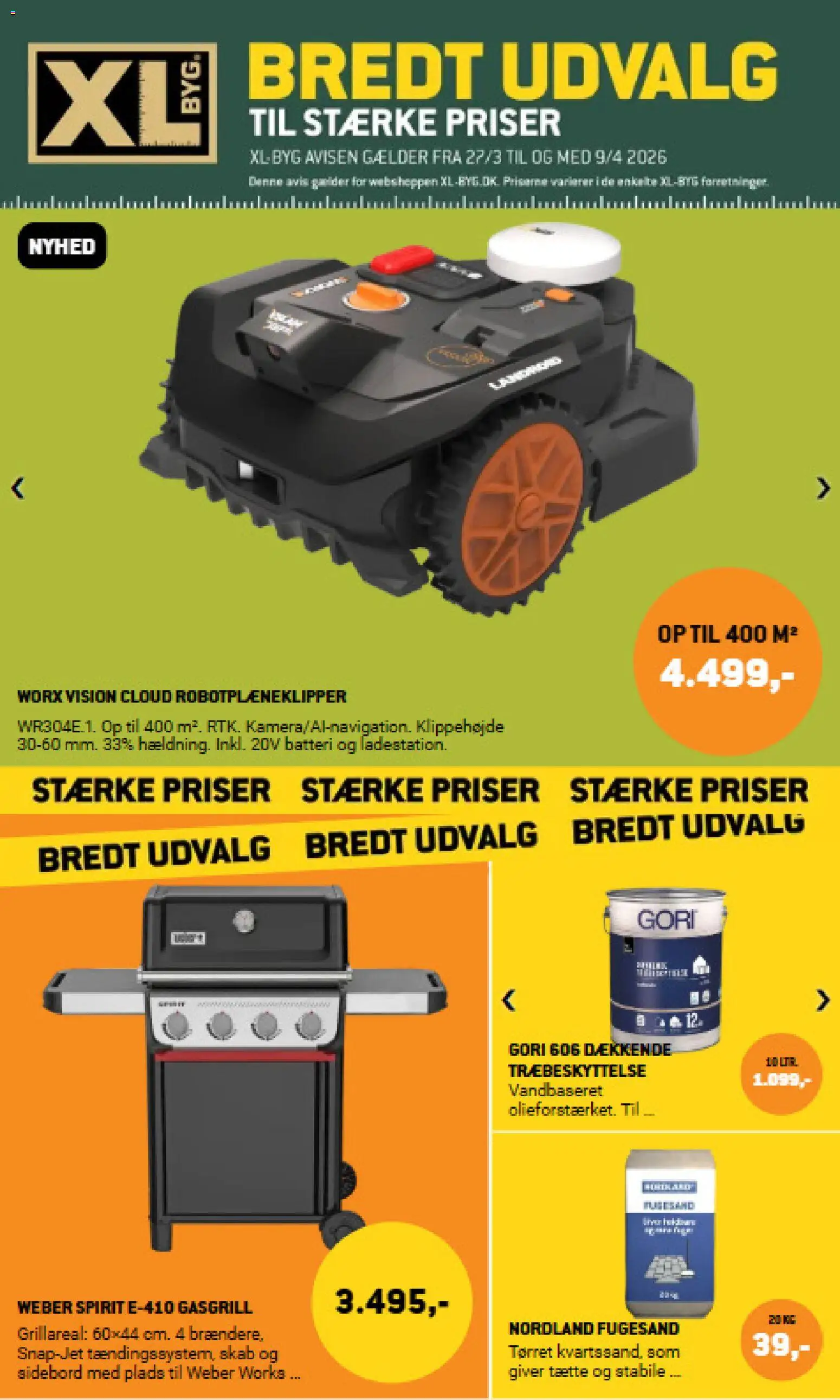 XL-BYG tilbudsavis – gyldig fra 27.03.2026 | Side: 1 | Produkter: Skab, Søm, Batteri