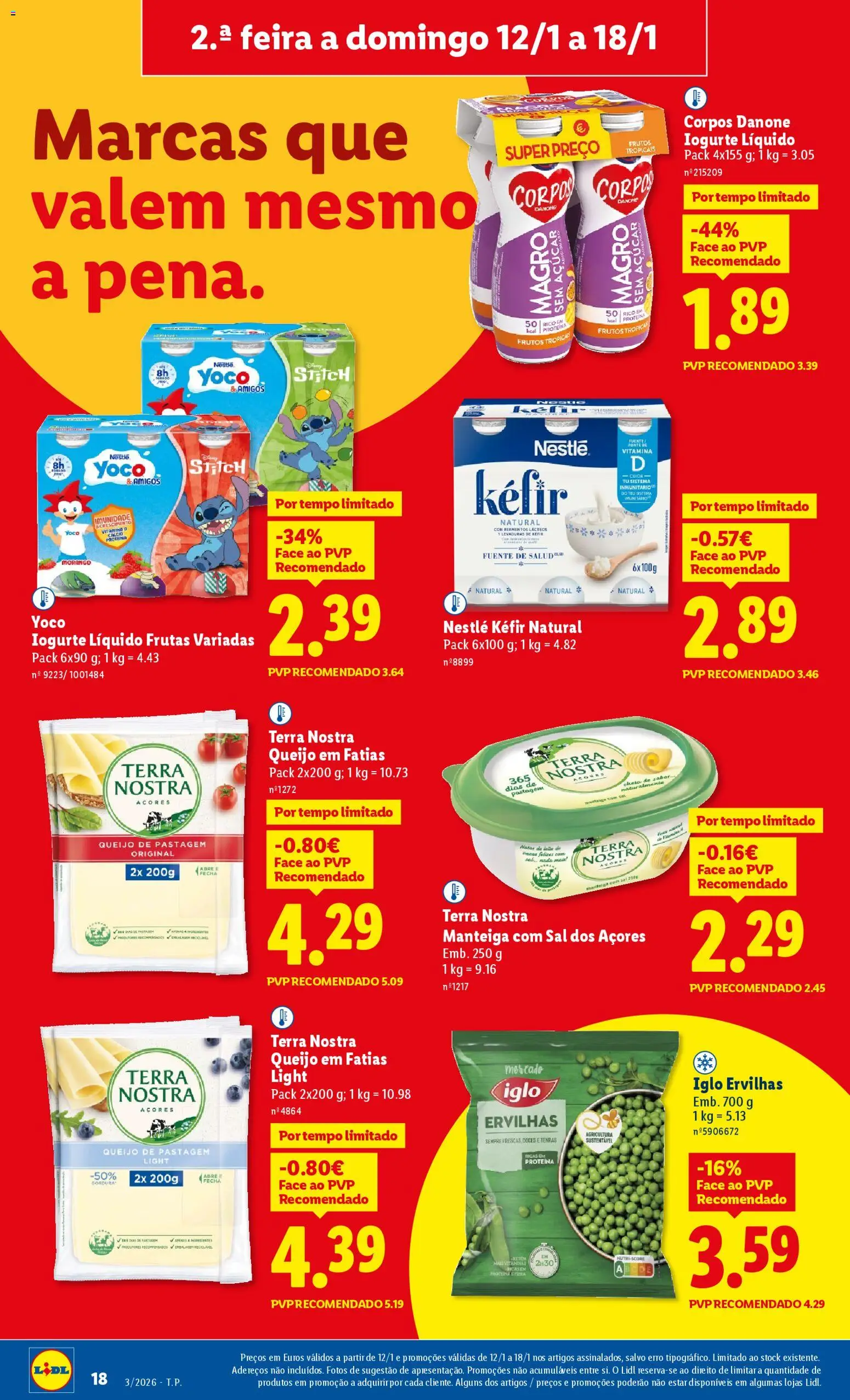 Lidl folheto │ válido de 12.01.2026 | Página: 18 | Produtos: Leite, Queijo, Iogurte, Nestlé