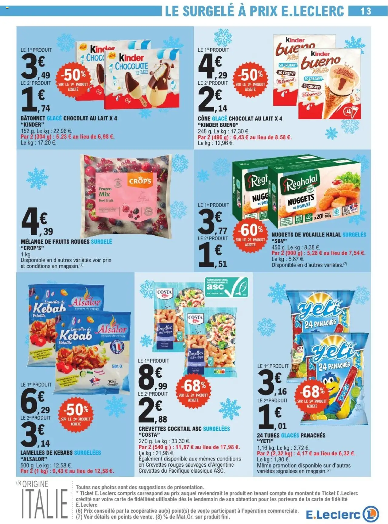  | Page: 13 | Produits: Glaces, Fraise, Kinder Bueno, Lait