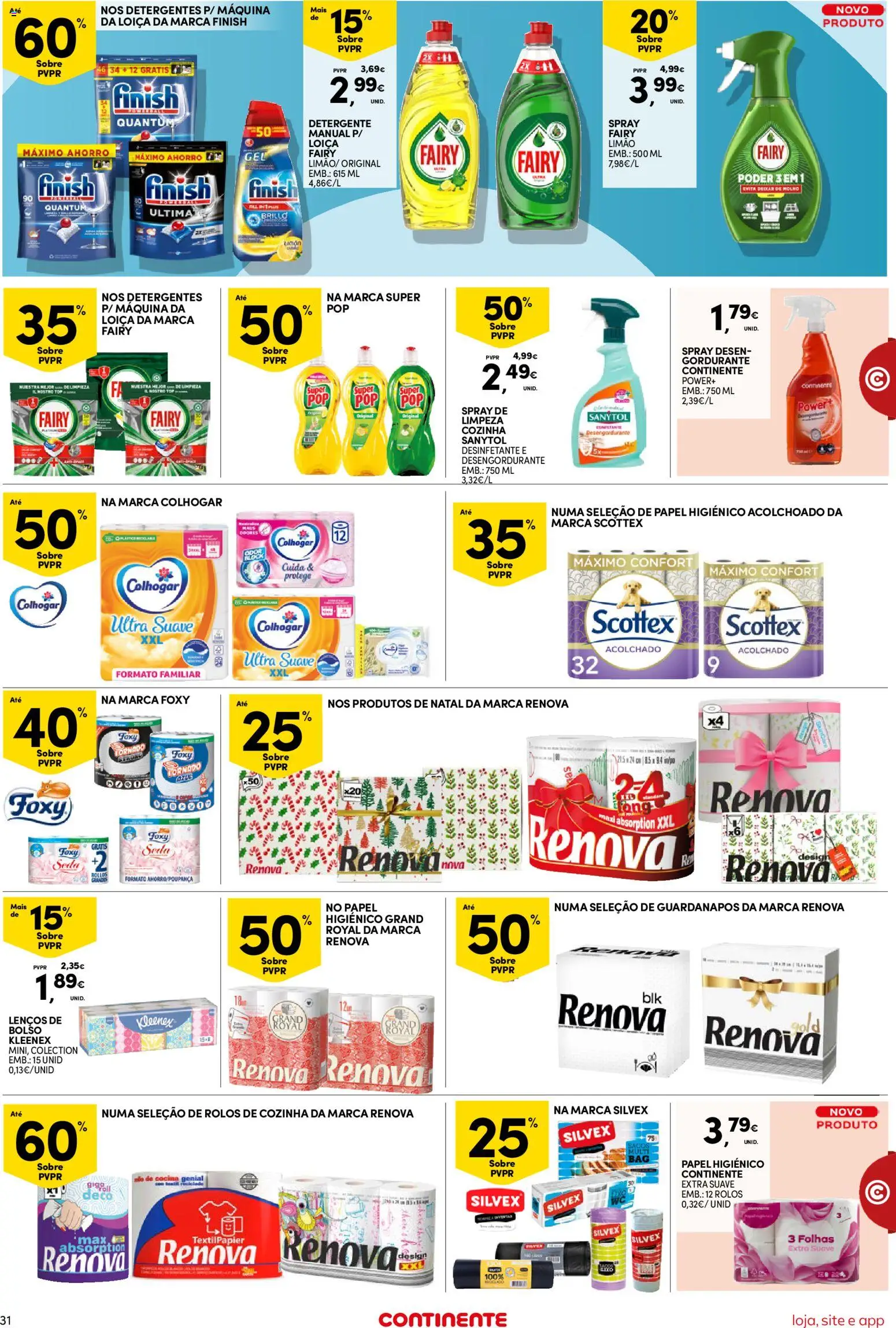 Continente Semanal Continente Bom Dia │ válido de 16.12.2025 | Página: 31 | Produtos: Papel higiénico, Top, Guardanapos, Detergente