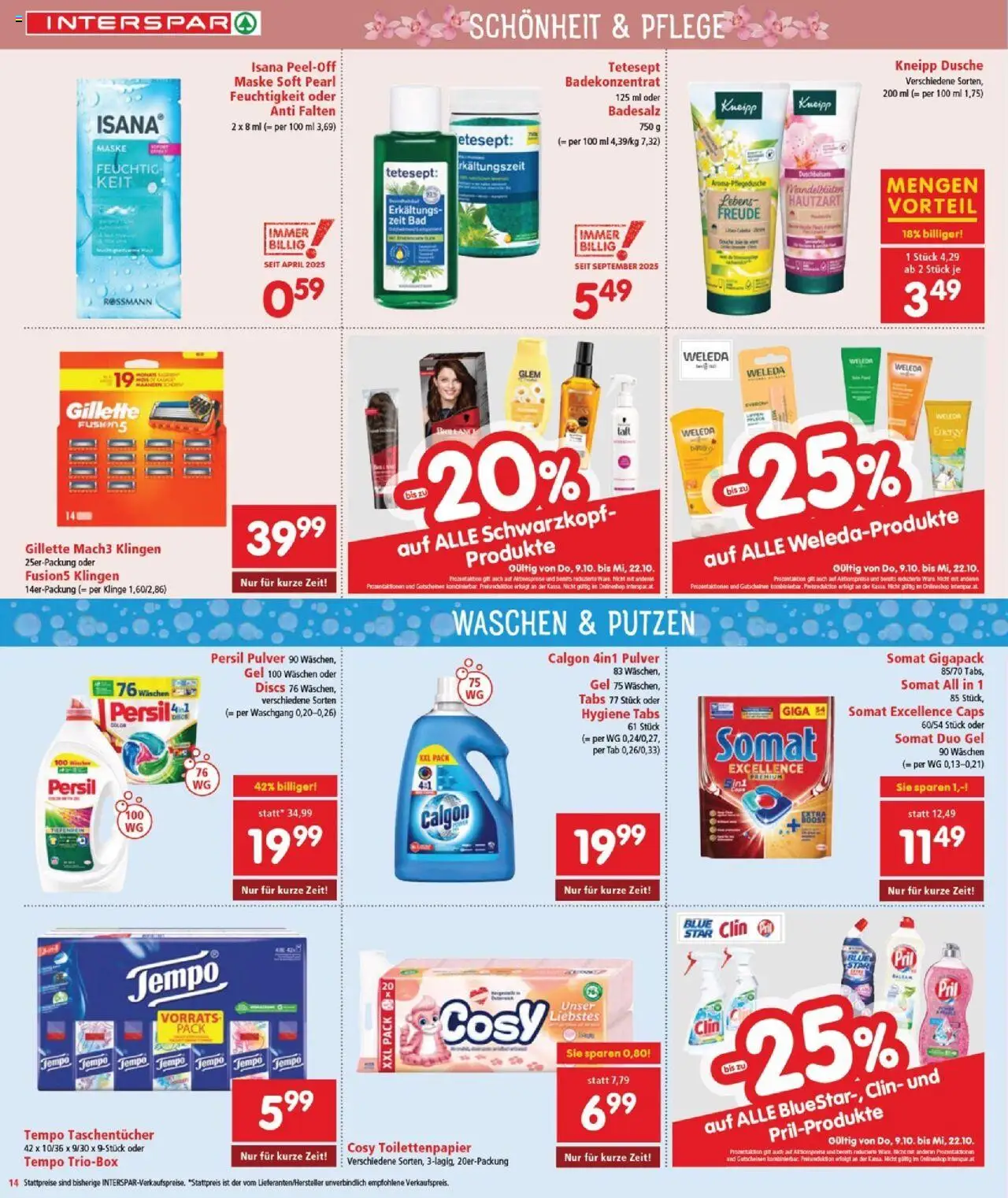 Interspar Flugblatt - Burgenland Nord gültig ab 09.10.2025 | Seite: 14 | Produkte: Bad, Dusche, Maske