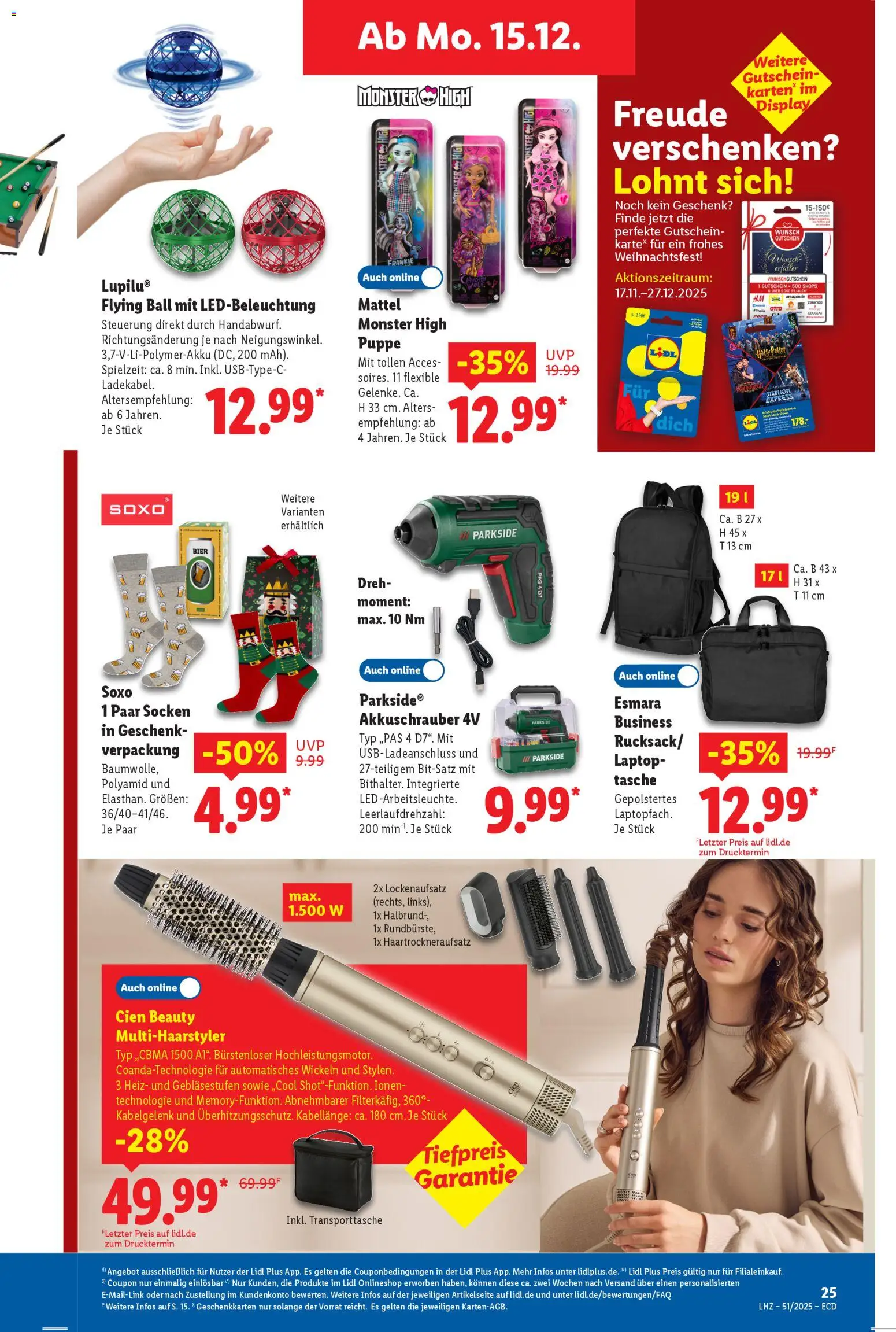 Lidl - Prospekt – gültig ab 15.12.2025 | Seite: 13 | Produkte: Bier, Akkuschrauber, Ladekabel, Laptop