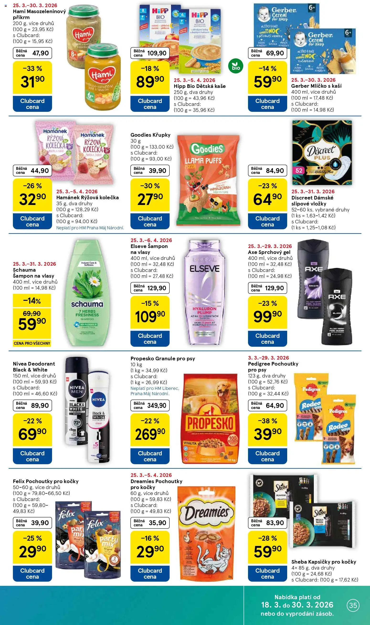 Tesco leták - Hypermarket od 25.03.2026 | Strana: 35 | Produkty: Nivea, Kaše, Křupky, Hami