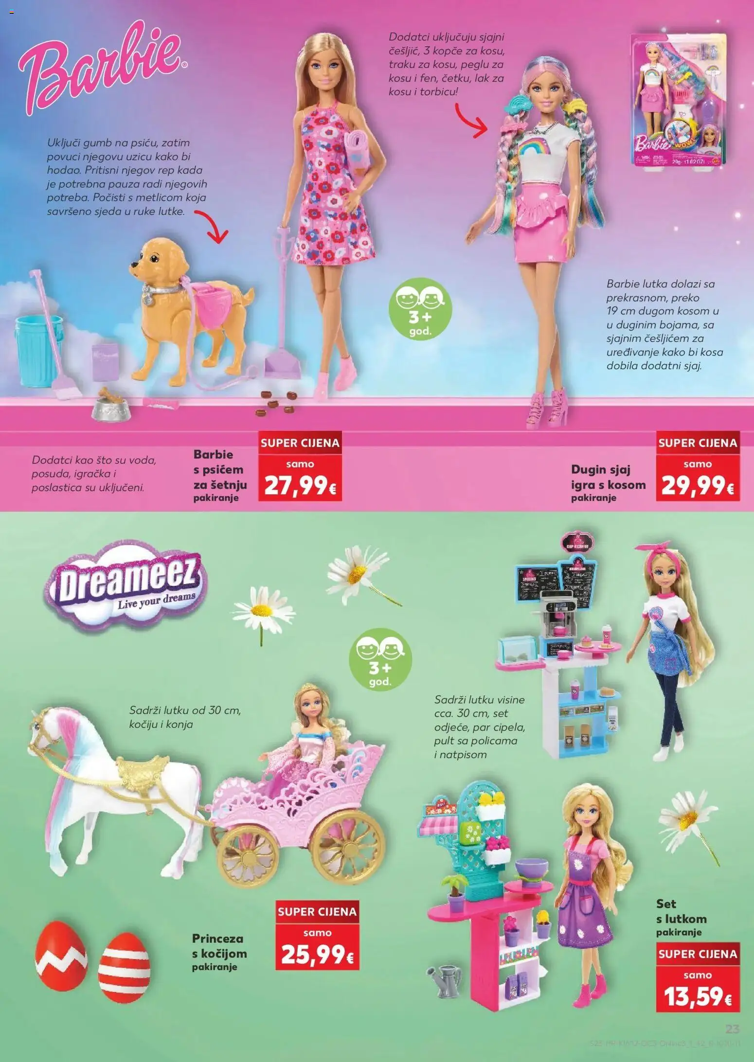Kaufland katalog | vrijedi od 15.03.2026 | Stranica: 23 | Proizvodi: Barbie, Lutka, Lak za kosu, Igra